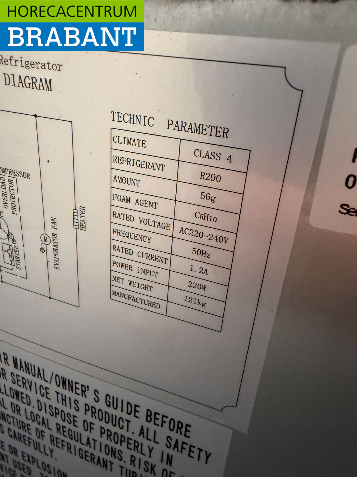 Etabli réfrigéré Ecofrost en acier inoxydable 3 portes 179,5 cm 230V Horeca – Image 6