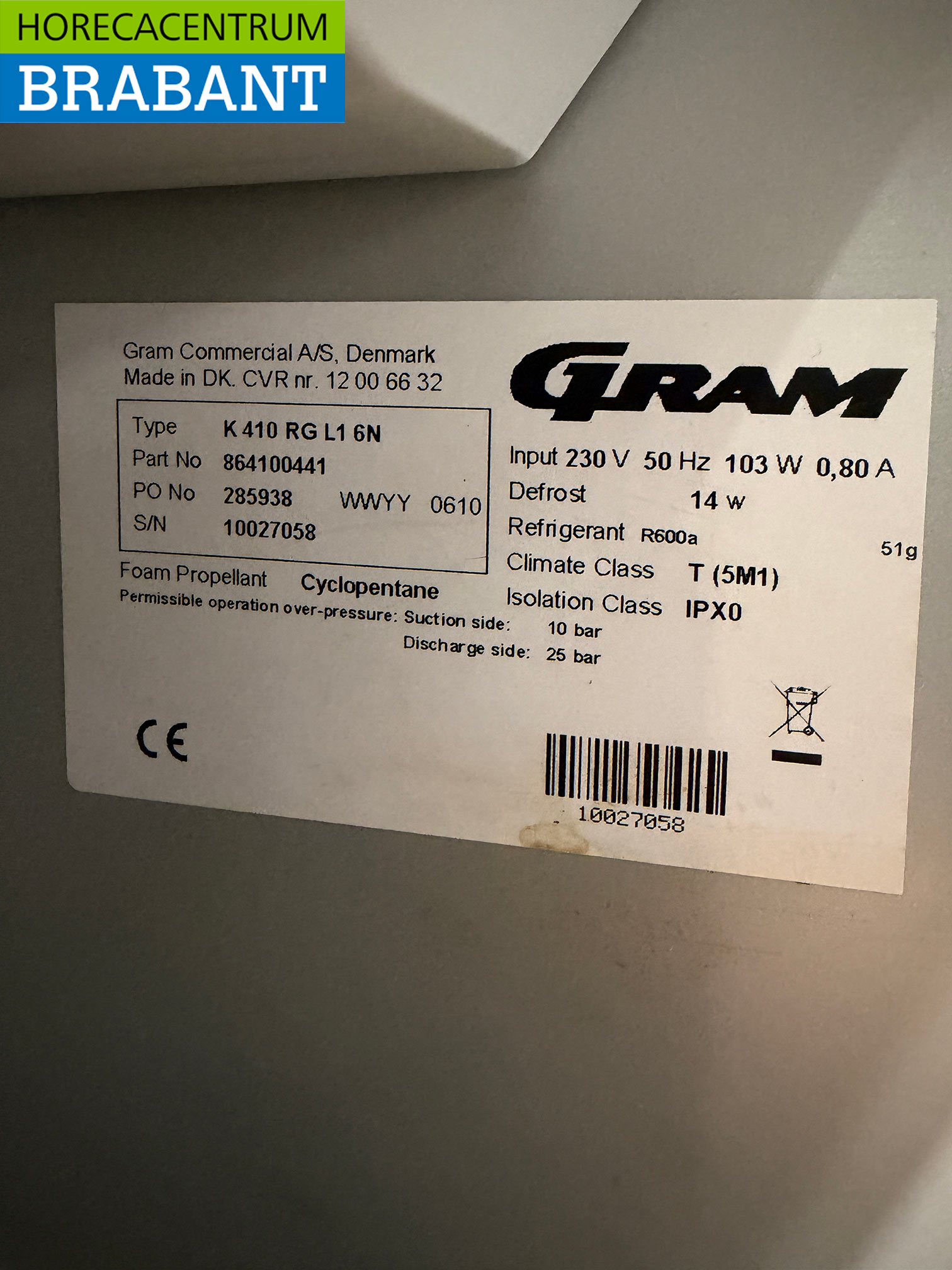 Acier inoxydable Gram Refroidissement 346 litres 230V Horeca – Image 5