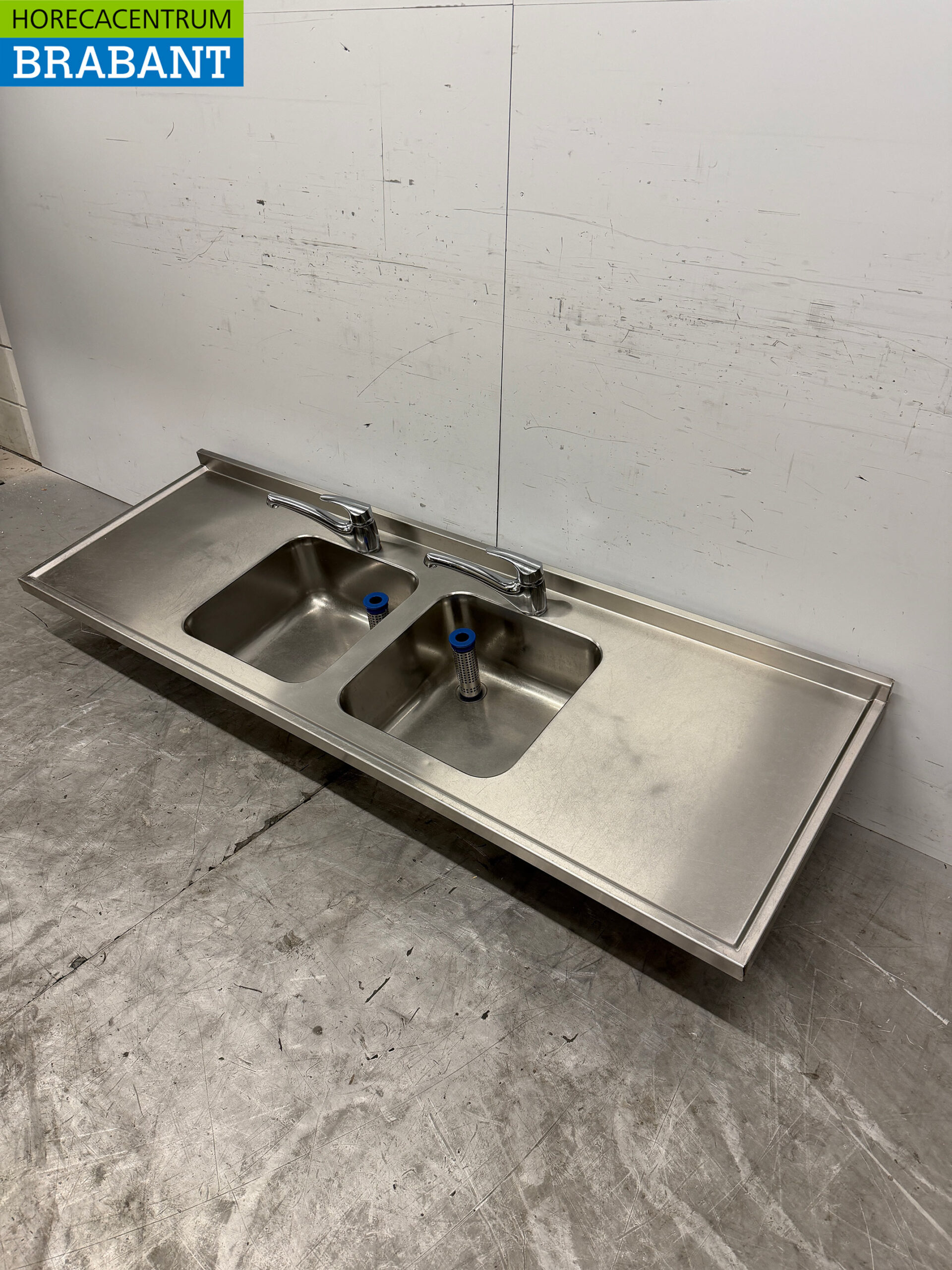 Bac à évier en acier inoxydable Double évier avec robinet 183 cm Restauration – Image 2