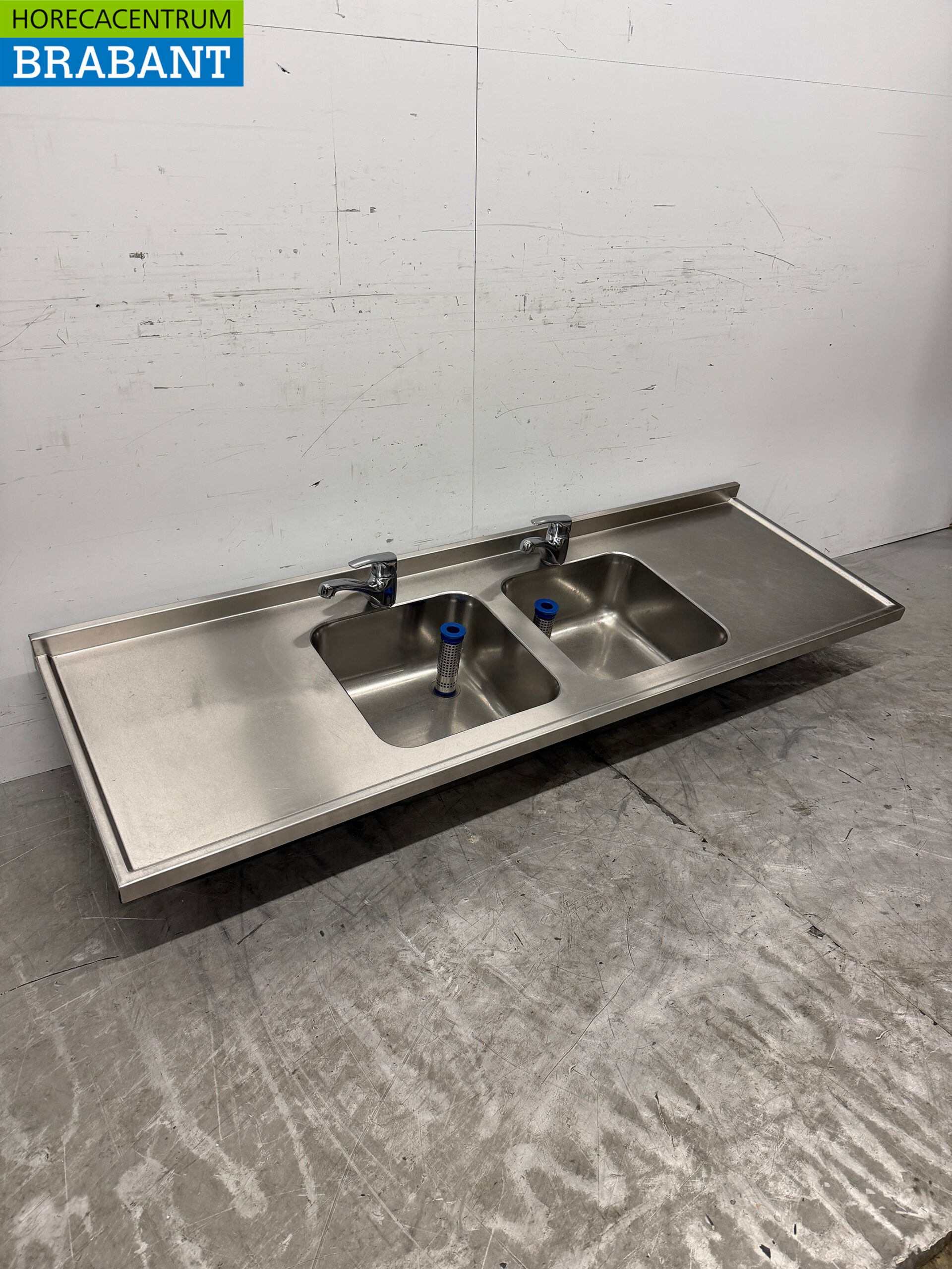 Bac à évier en acier inoxydable Double évier avec robinet 183 cm Restauration – Image 3