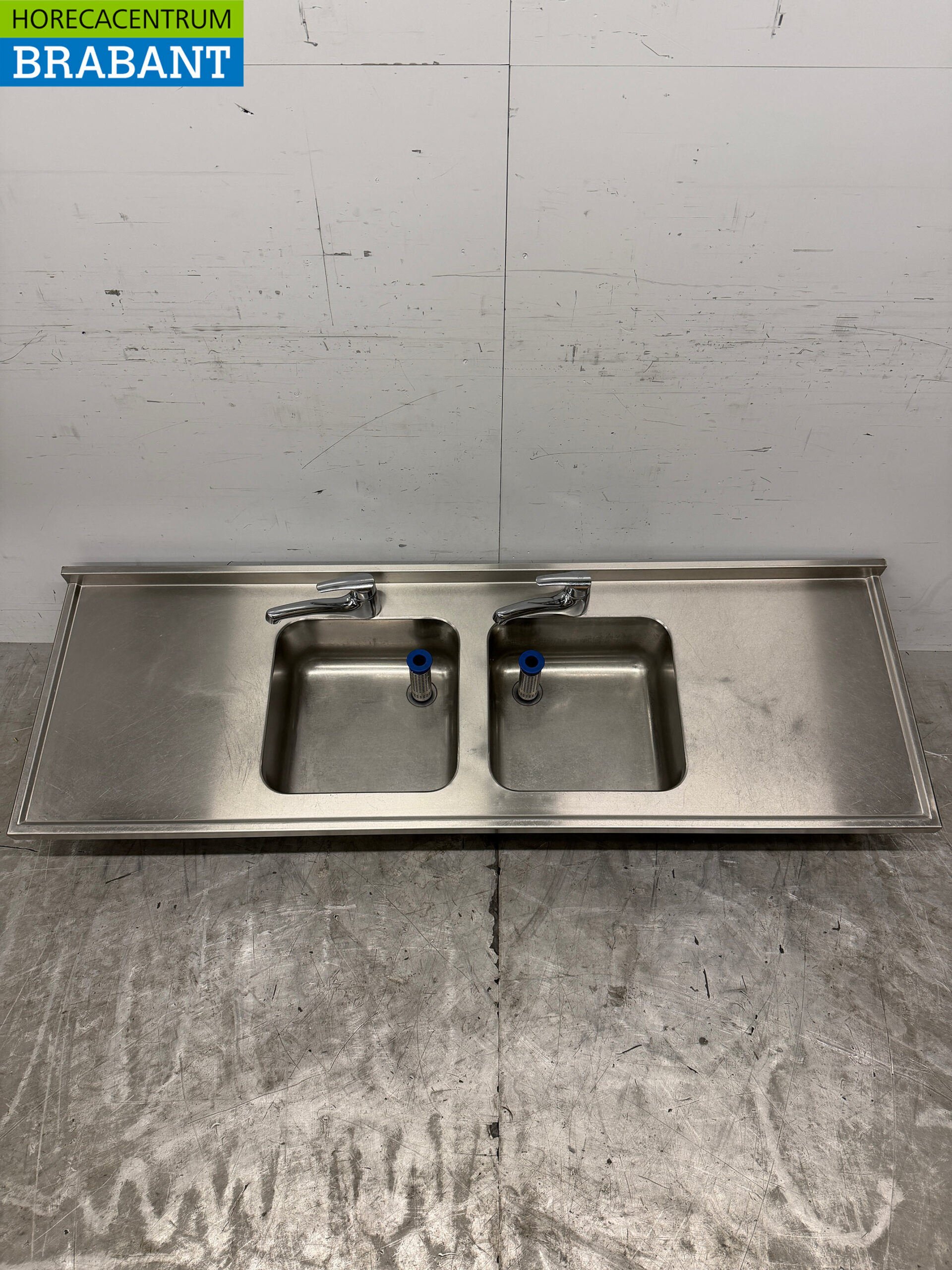 Bac à évier en acier inoxydable Double évier avec robinet 183 cm Restauration – Image 4