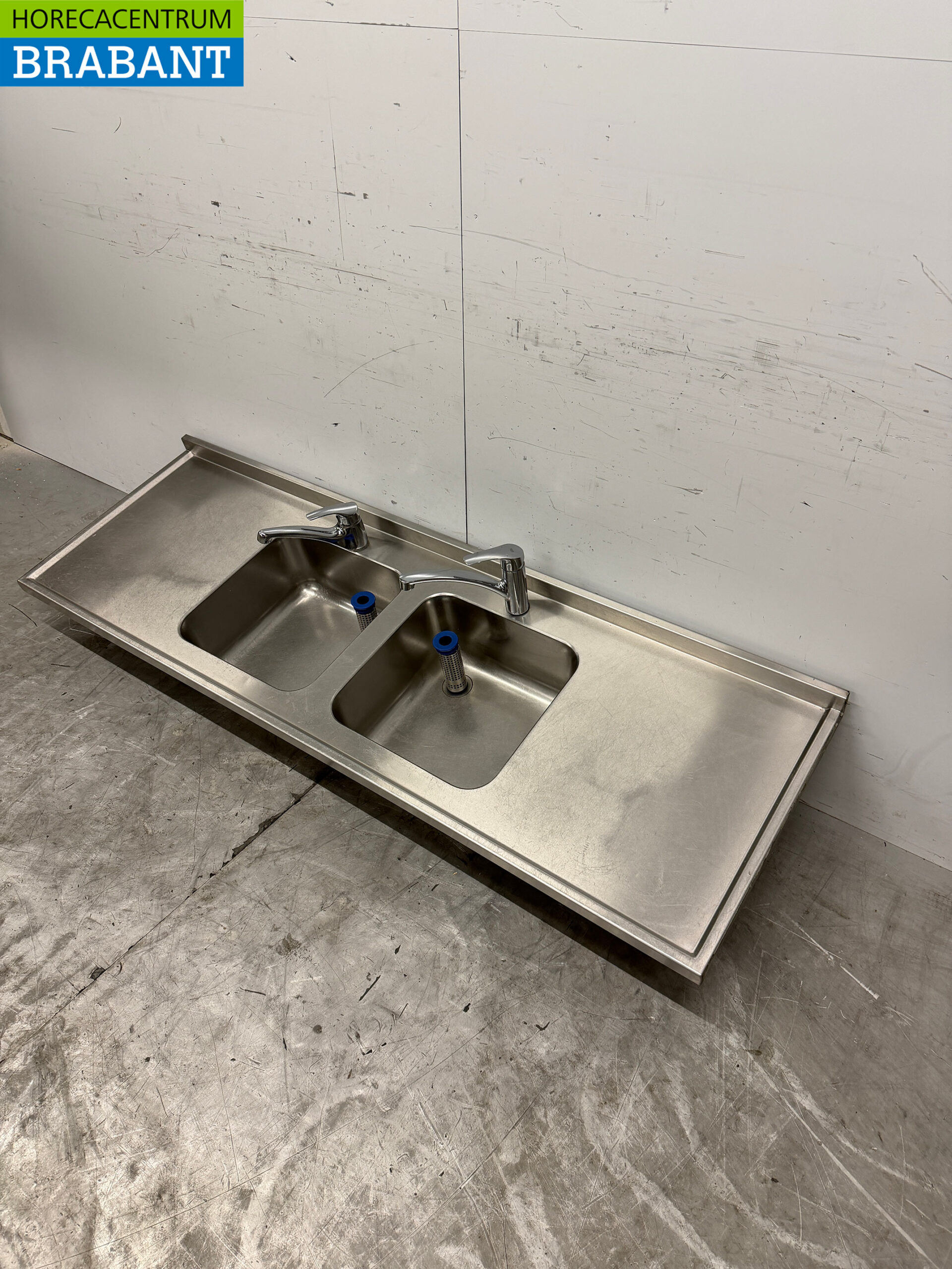 Bac à évier en acier inoxydable Double évier avec robinet 183 cm Restauration – Image 2