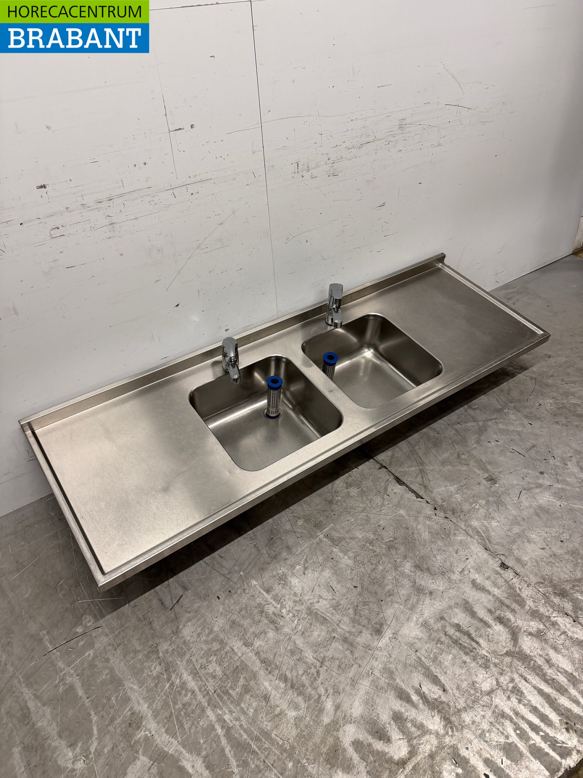 Bac à évier en acier inoxydable Double évier avec robinet 183 cm Restauration – Image 3