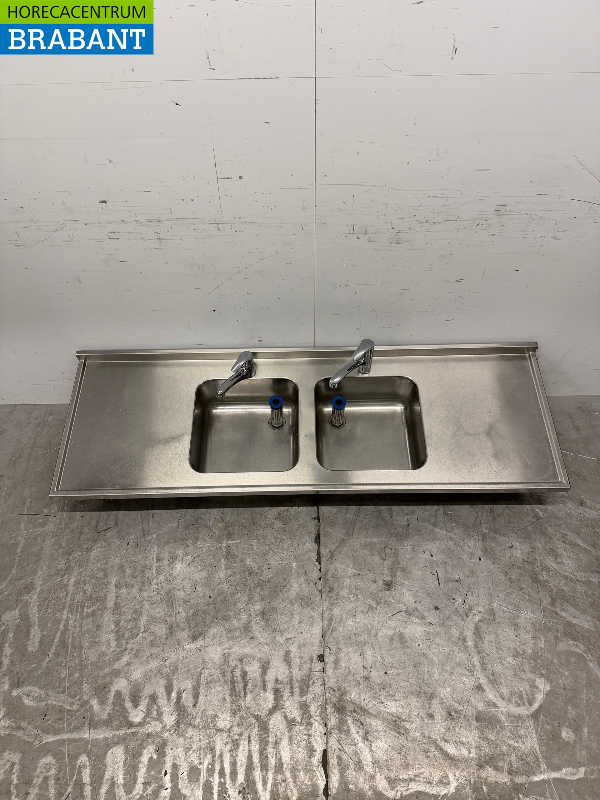 Bac à évier en acier inoxydable Double évier avec robinet 183 cm Restauration – Image 4