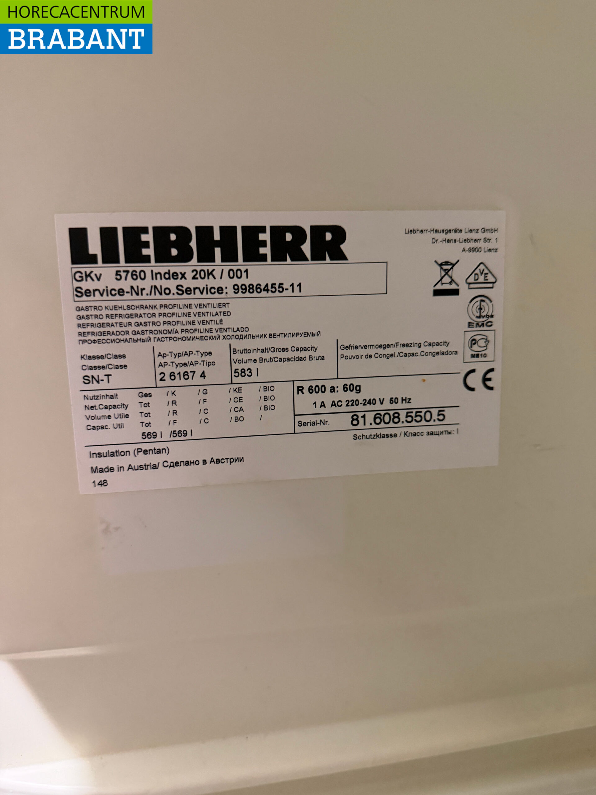 Réfrigérateur Liebherr en acier inoxydable 583 litres 230V Horeca – Image 5