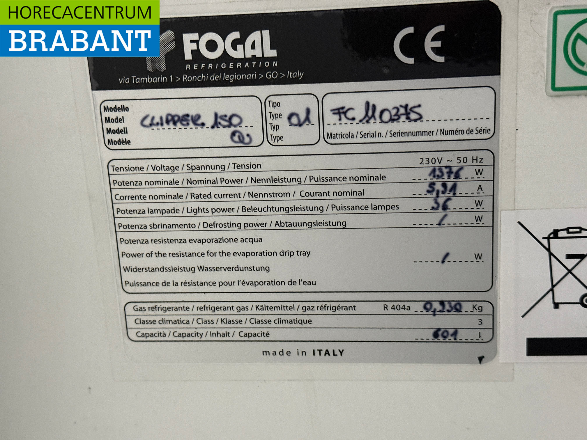 Fogal Glacière murale 601 litres 151 cm 230V Horeca – Image 5