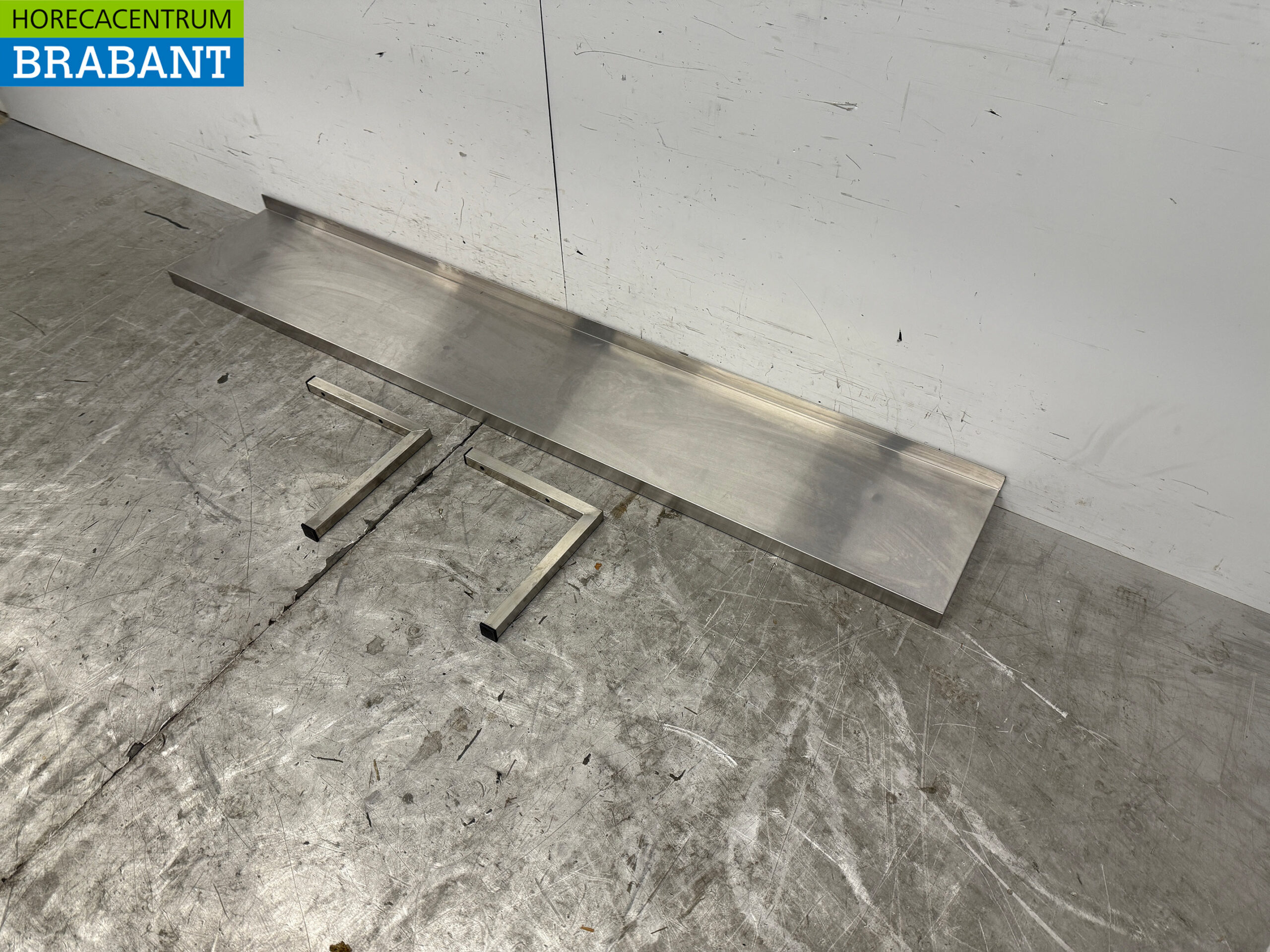 Acier inoxydable Tablette murale avec supports 180 x 30 cm Restauration – Image 2