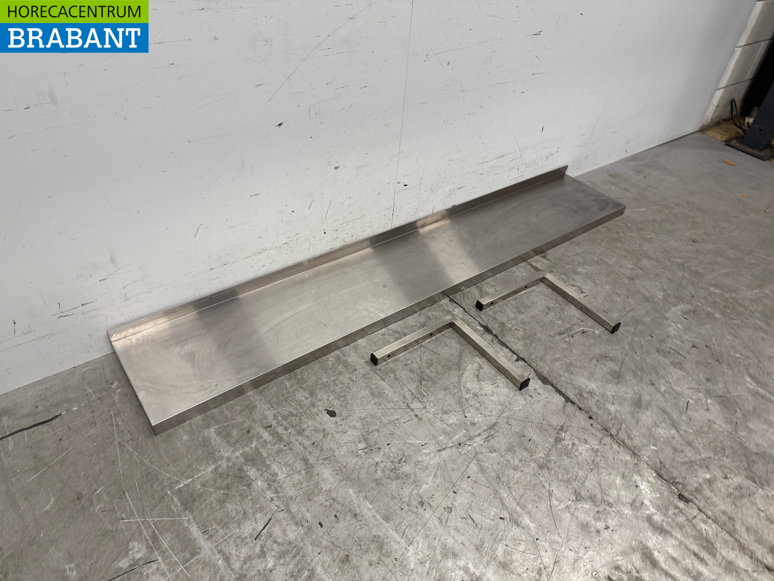 Acier inoxydable Tablette murale avec supports 180 x 30 cm Restauration – Image 3