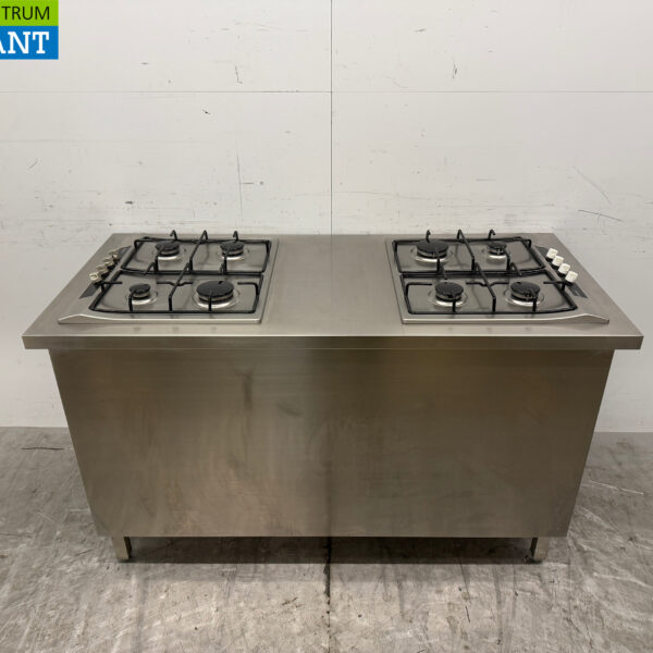 Plan de travail en acier inoxydable avec 2 cuisinières encastrées Siemens GAS 150 cm Restauration