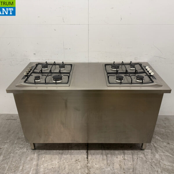 Plan de travail en acier inoxydable avec 2 cuisinières encastrées Siemens GAS 150 cm Restauration