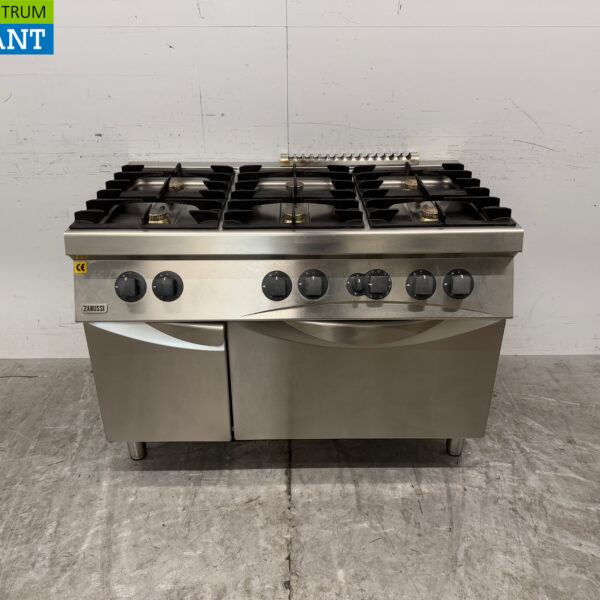 Cuisinière Zanussi en acier inoxydable à 6 feux avec four 3 x 2/1 GN GAS Restauration