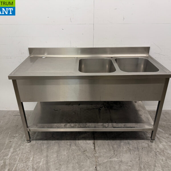 Évier en acier inoxydable avec double évier 160 x 70 x 91,5 cm Restauration