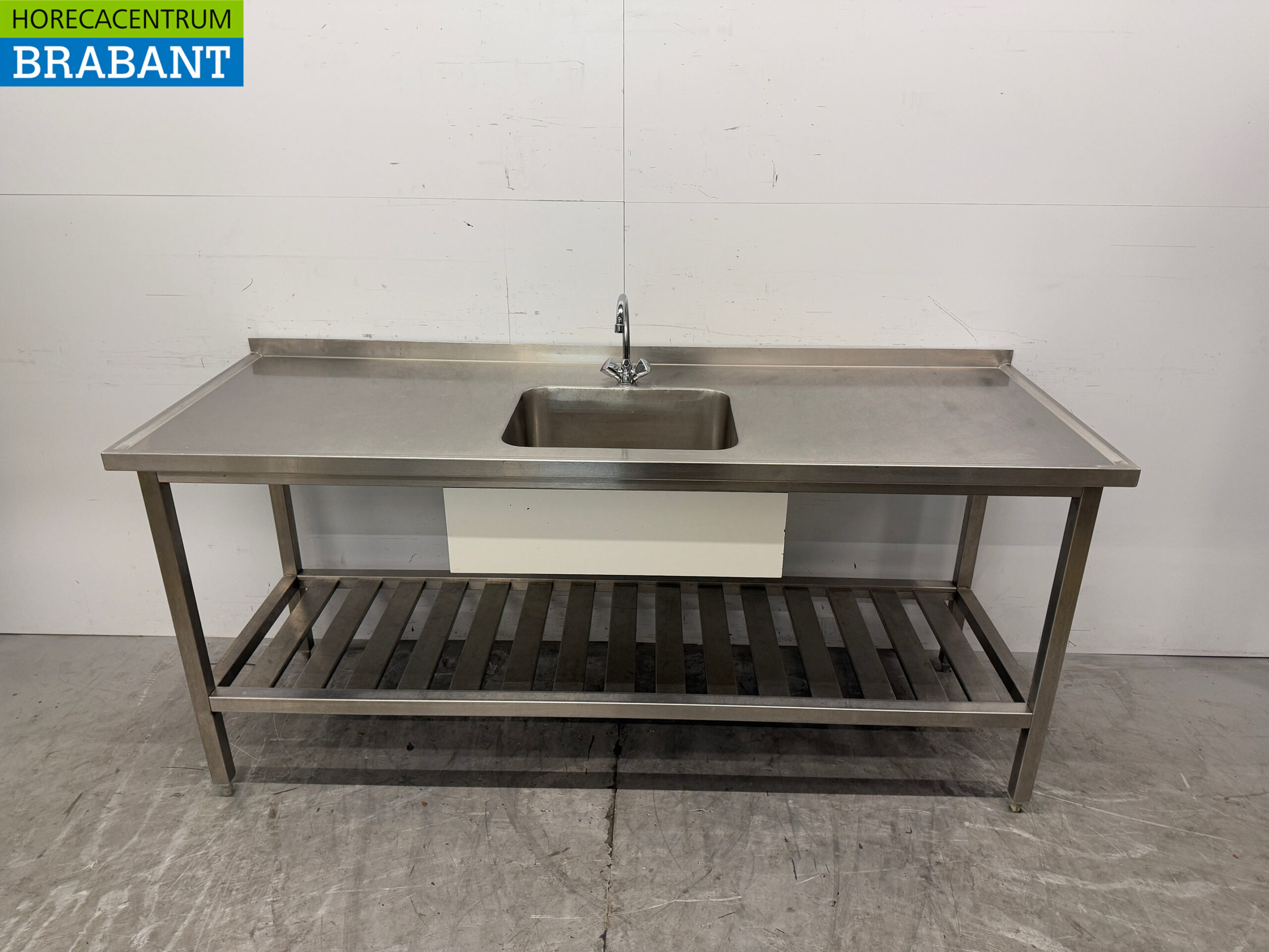 Évier en acier inoxydable Évier avec robinet 200 x 70 x 90,5 cm Restauration