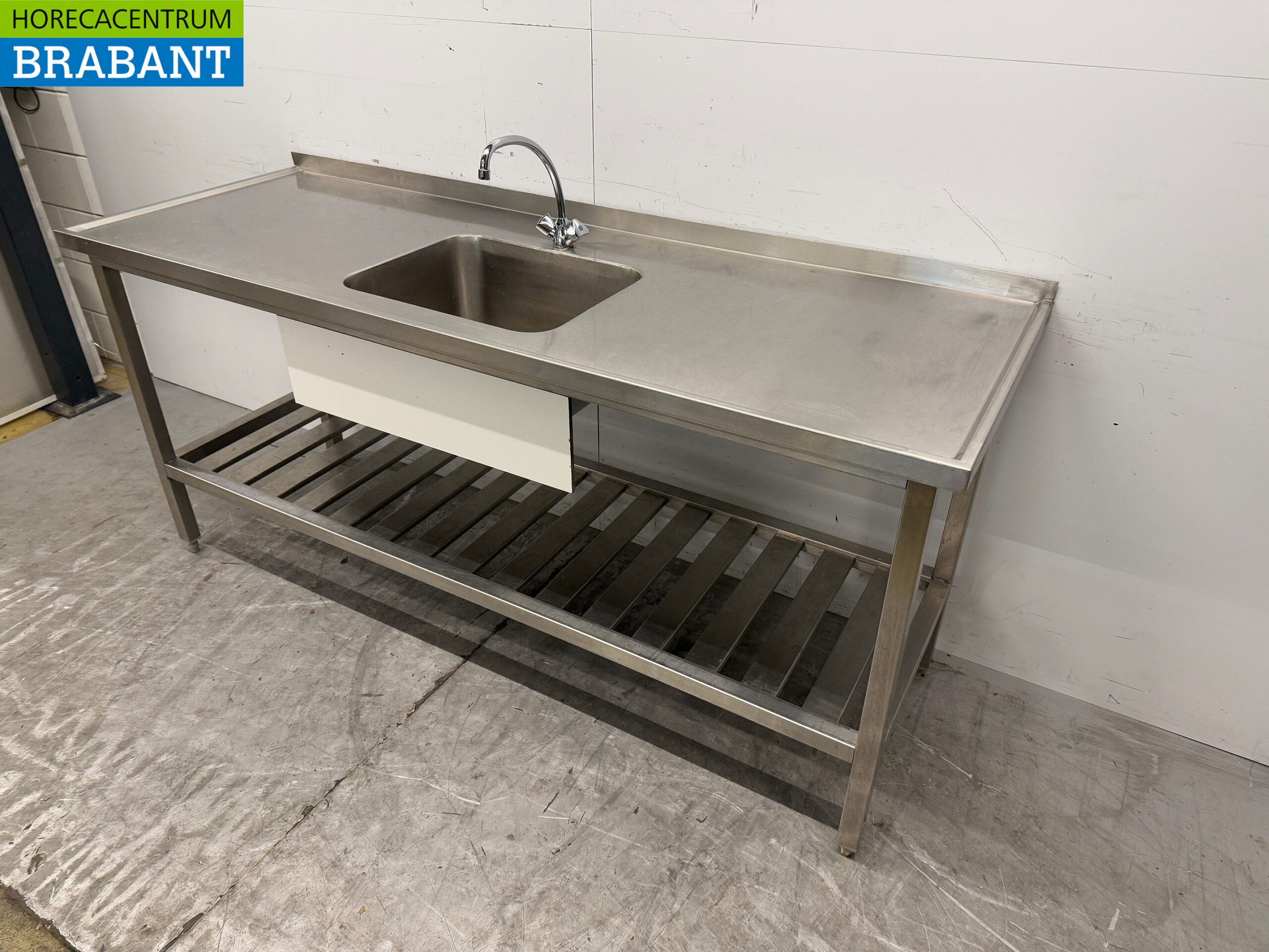 Évier en acier inoxydable Évier avec robinet 200 x 70 x 90,5 cm Restauration – Image 3