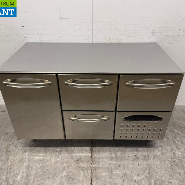 Mercatus en acier inoxydable Etabli réfrigéré 1 porte 3 tiroirs 132 cm 230V Horeca