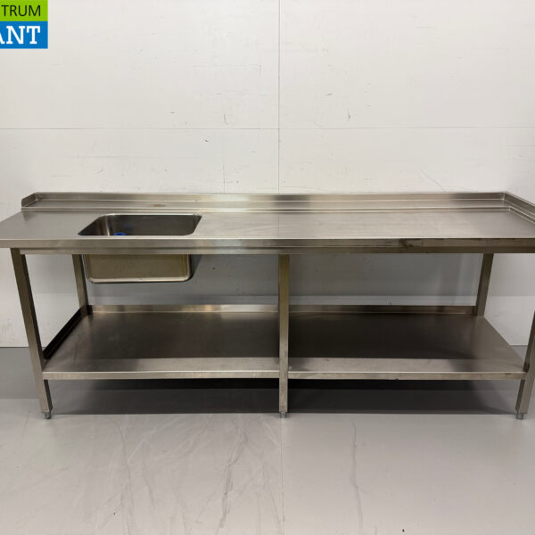 Table d'alimentation en acier inoxydable pour lave-vaisselle à passage 259,5 x 75 x 92,5 cm Horeca