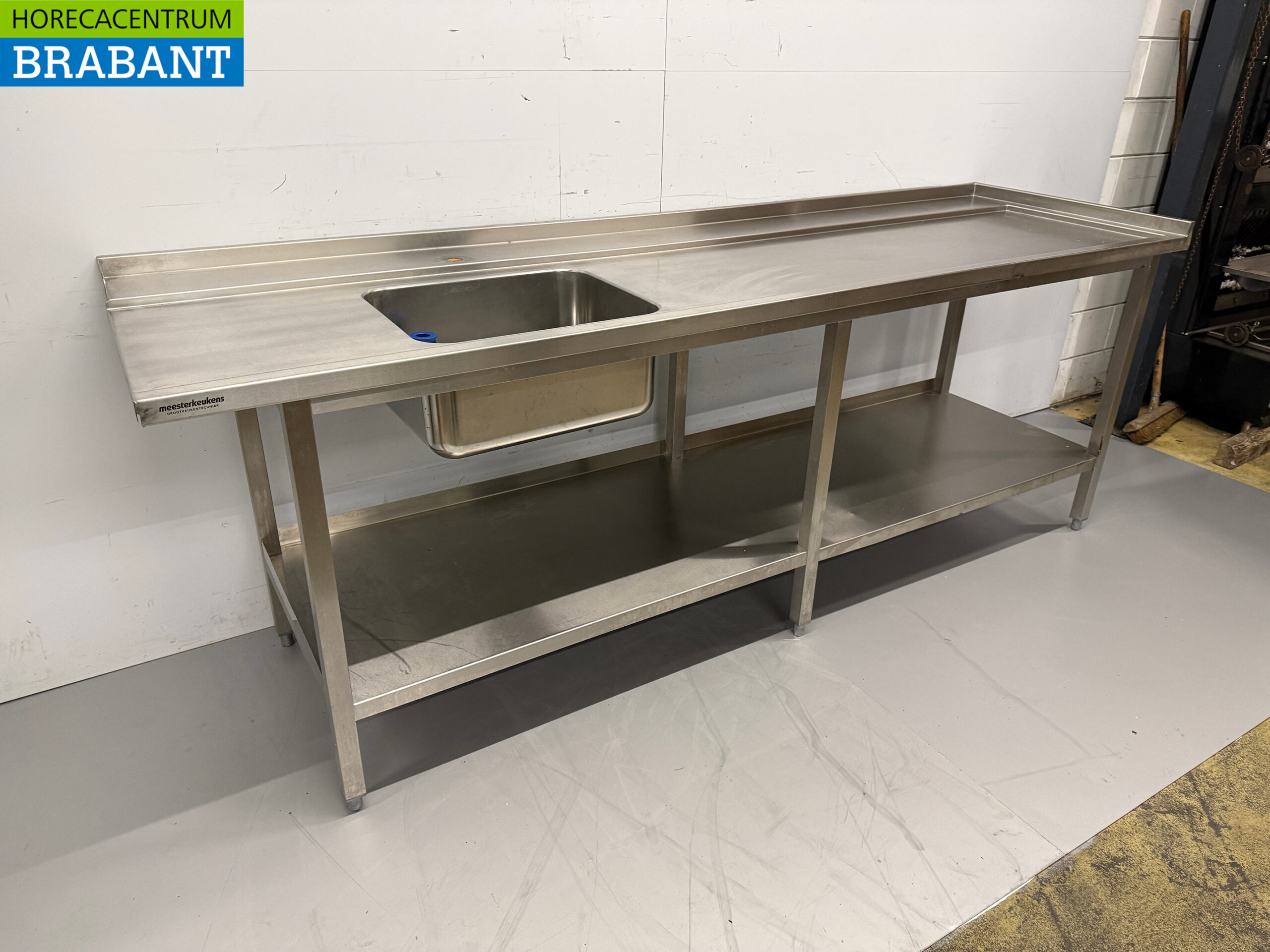 Table d'alimentation en acier inoxydable pour lave-vaisselle à passage 259,5 x 75 x 92,5 cm Horeca – Image 3
