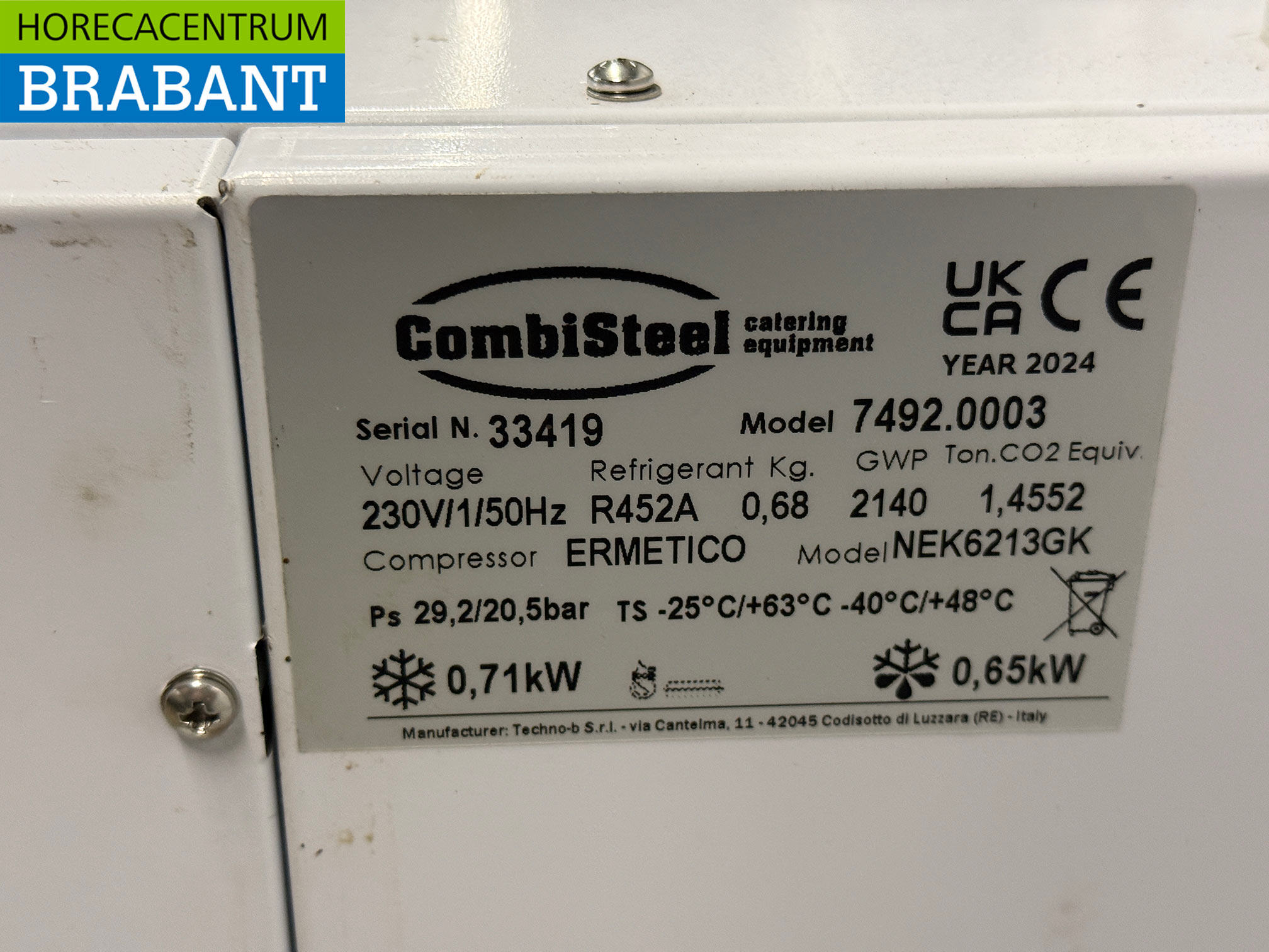 Combisteel Unité de réfrigération Insert Unité murale monobloc 7,4 m3 230V Horeca – Image 5