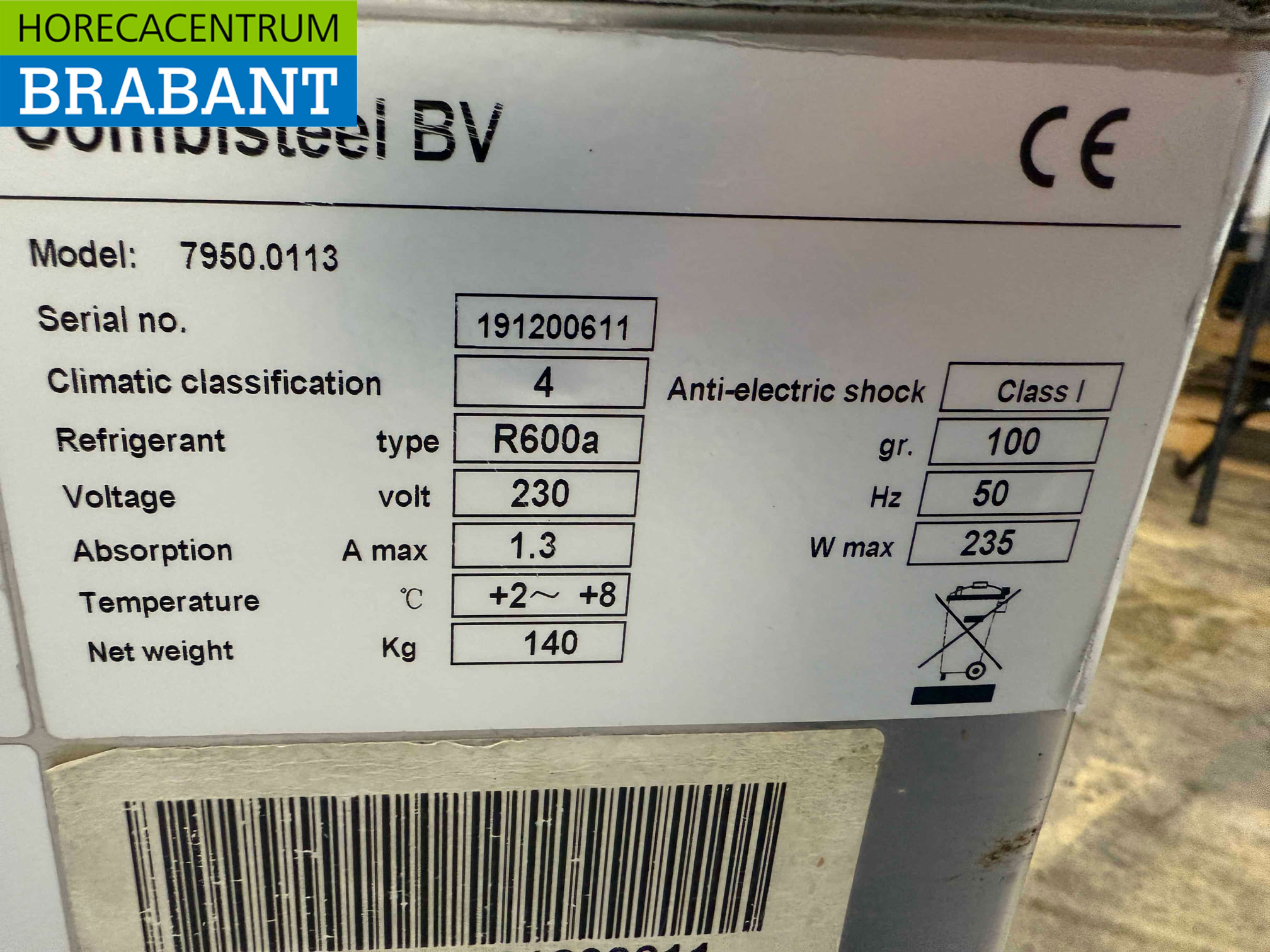 Établi réfrigéré Combisteel en acier inoxydable 6 tiroirs 137 cm 230V Horeca – Image 5