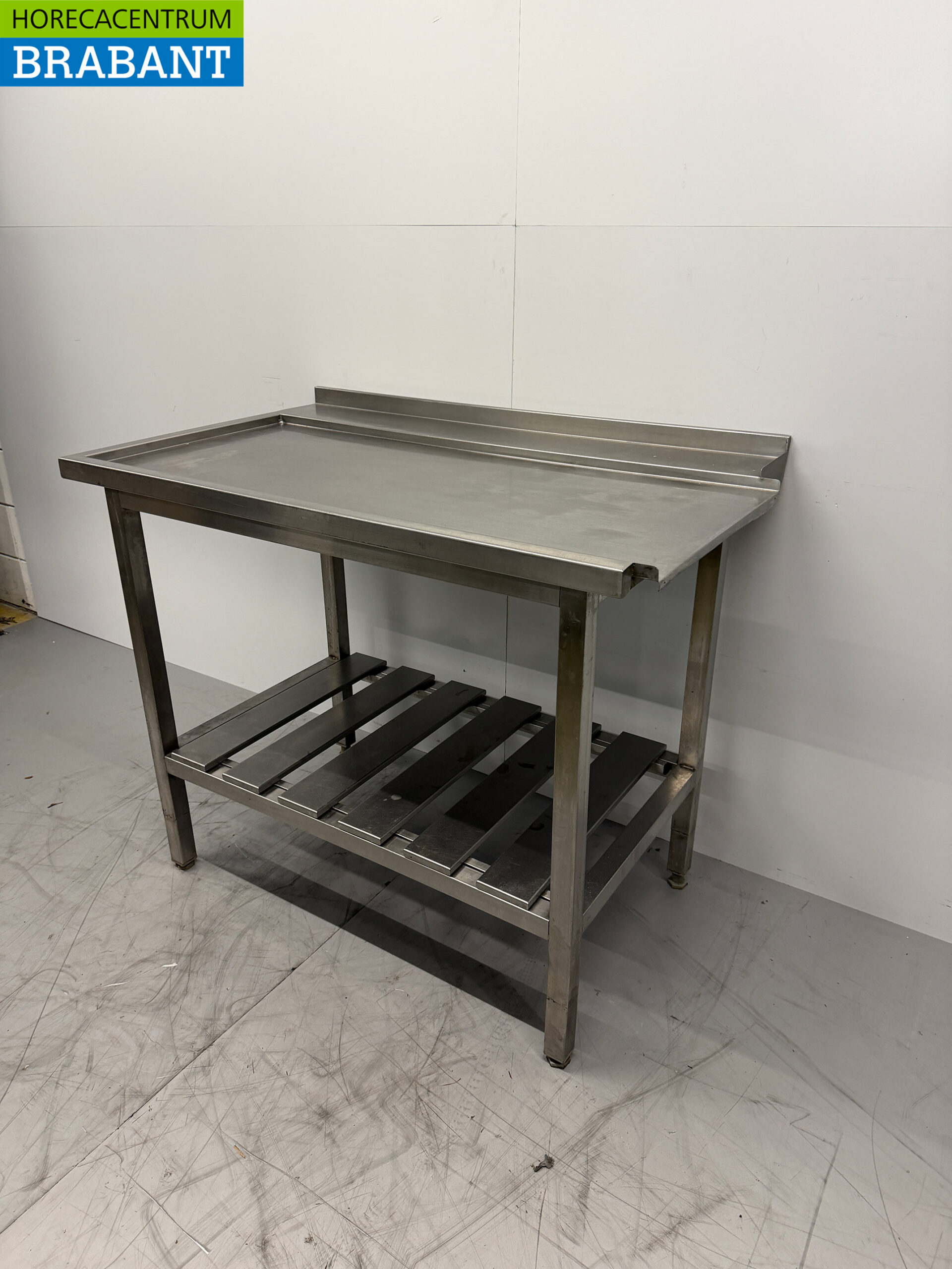 Acier inoxydable Table d'égouttage pour lave-vaisselle à poussoir 117,5 x 71,5 x 91 cm Horeca – Image 2