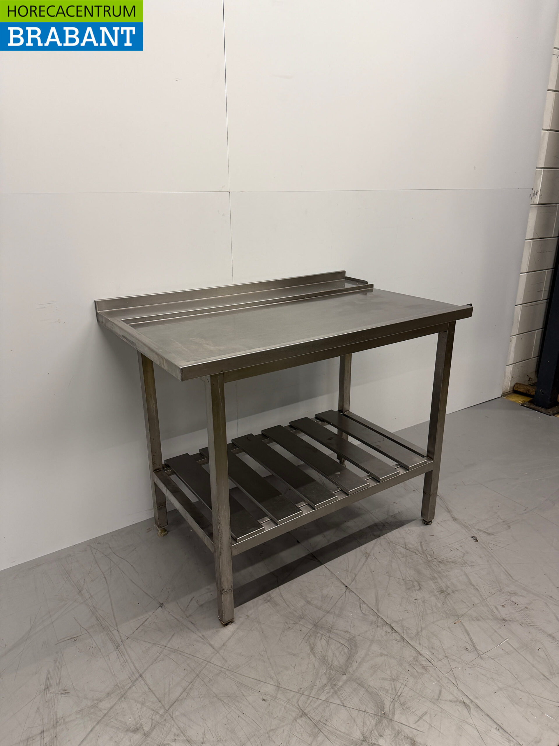 Acier inoxydable Table d'égouttage pour lave-vaisselle à poussoir 117,5 x 71,5 x 91 cm Horeca – Image 3