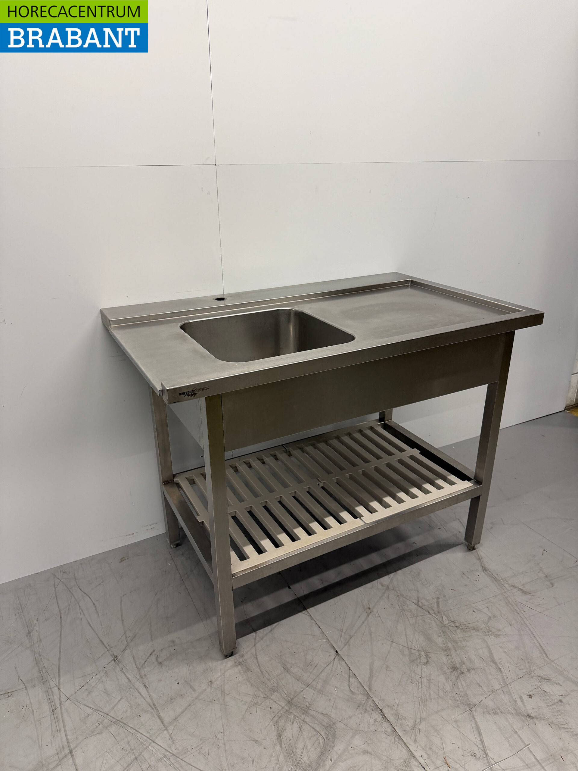 Table d'alimentation en acier inoxydable pour lave-vaisselle à poussoir 115 x 70 x 87,5 cm Horeca – Image 3