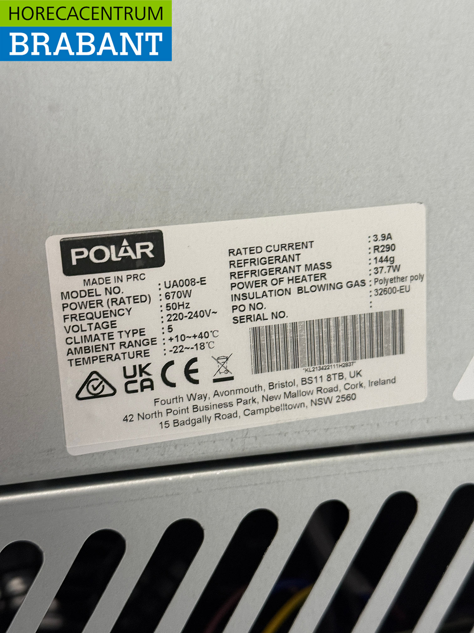 Etabli de congélation Polar en acier inoxydable 3 portes 188,5 cm 230V Horeca – Image 5