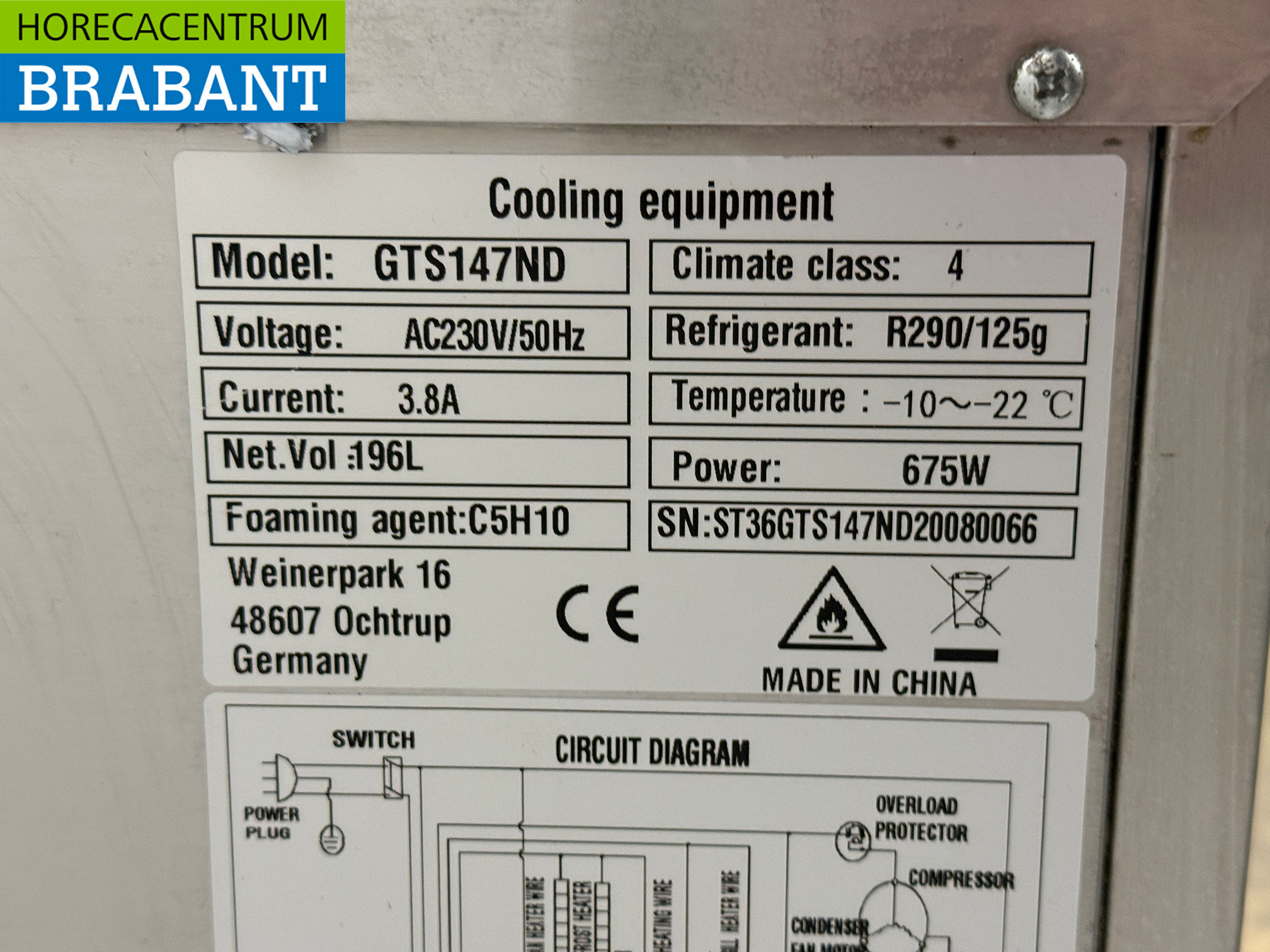 Établi de congélation en acier inoxydable 2 portes 136 cm 230V Horeca – Image 5