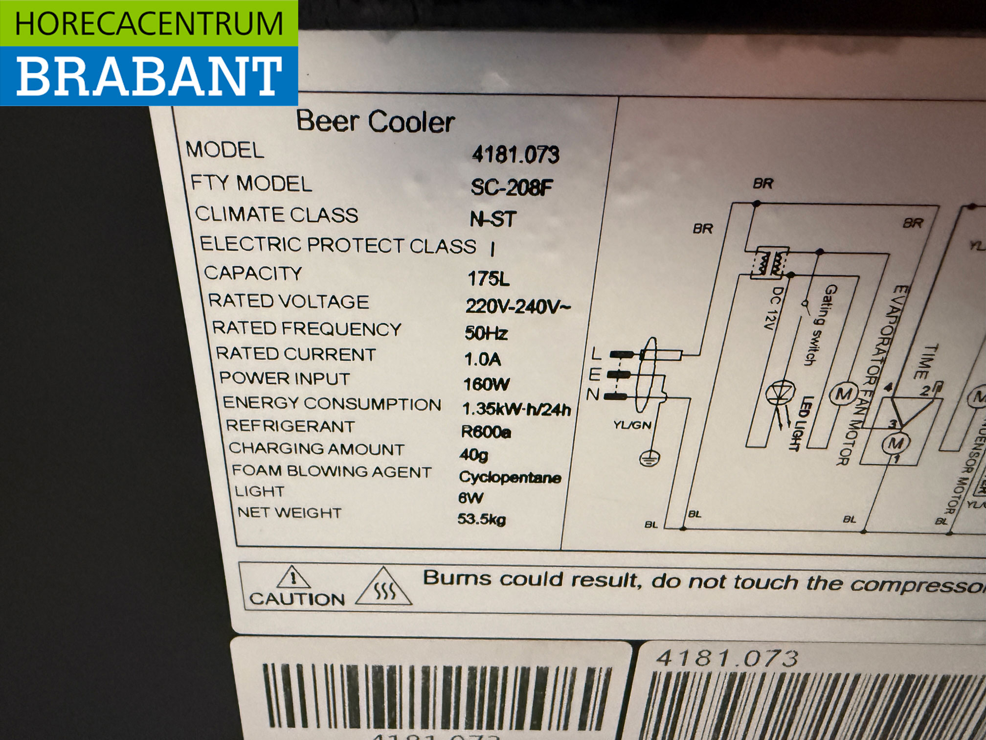 Bar glacière 2 portes battantes en verre 90.5 cm 230V Horeca – Image 5