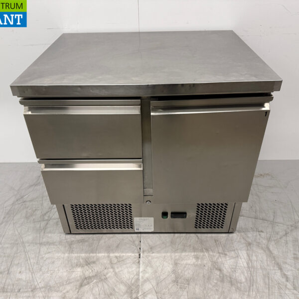 Établi réfrigéré en acier inoxydable 1 porte et 2 tiroirs 90,5 cm 230V Horeca