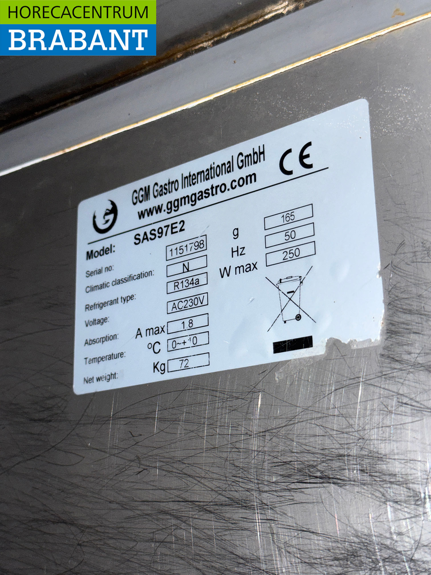 Établi réfrigéré en acier inoxydable 1 porte et 2 tiroirs 90,5 cm 230V Horeca – Image 6