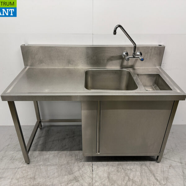 Évier en acier inoxydable avec robinet 160 x 70 x 95 cm Restauration