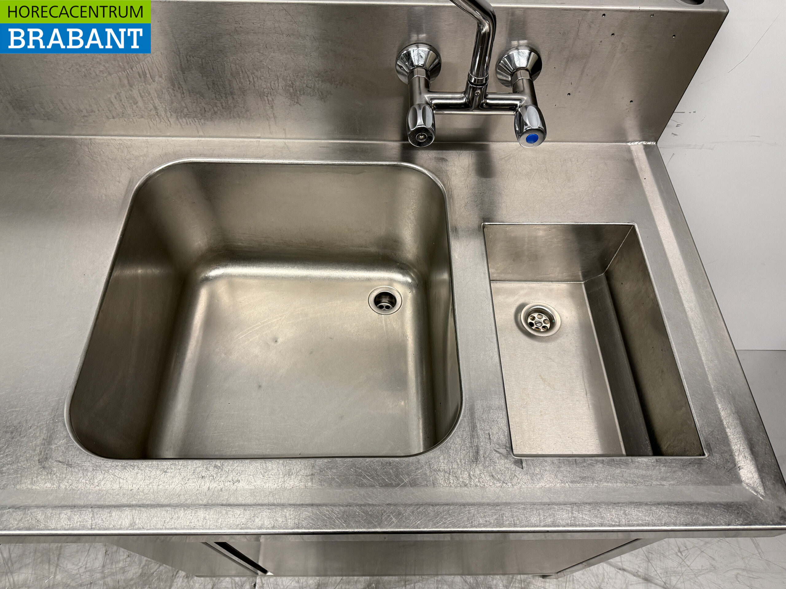Évier en acier inoxydable avec robinet 160 x 70 x 95 cm Restauration – Image 4