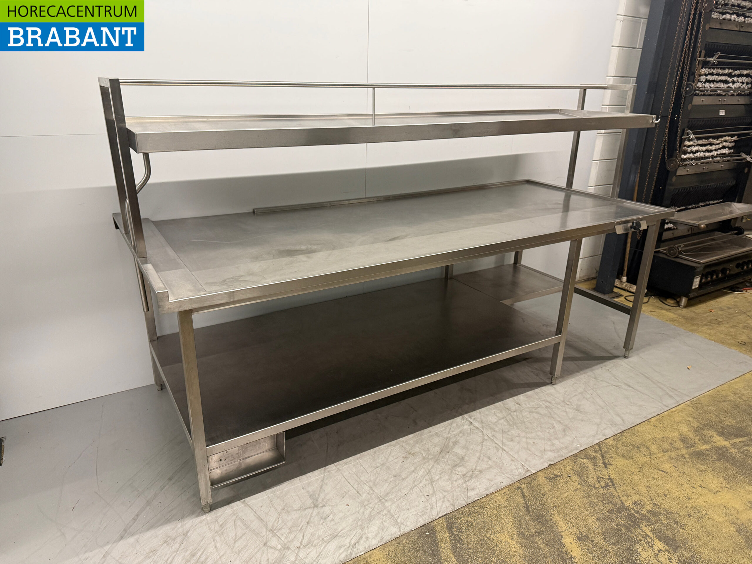 Acier inoxydable Table de débroussaillage Table de tri Table d'alimentation 270 x 109 x 154,5 cm Restauration – Image 2