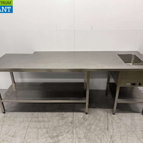 Table de travail en acier inoxydable avec Bain Marie intégré 250 cm 230V Horeca