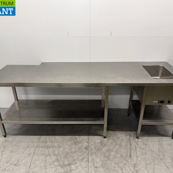 Table de travail en acier inoxydable avec Bain Marie intégré 250 cm 230V Horeca