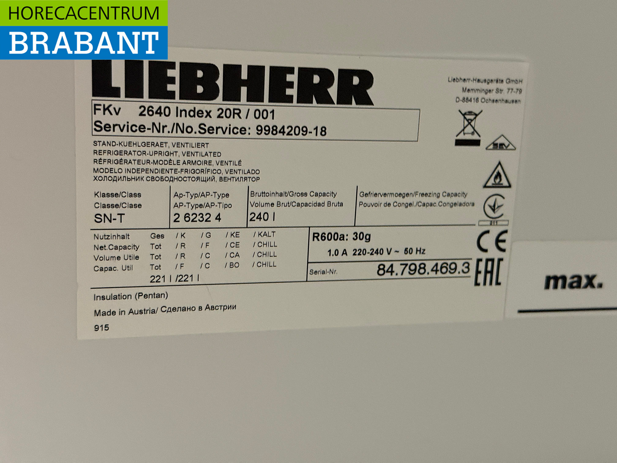Liebherr Réfrigérateur 240 litres 230V Horeca – Image 5