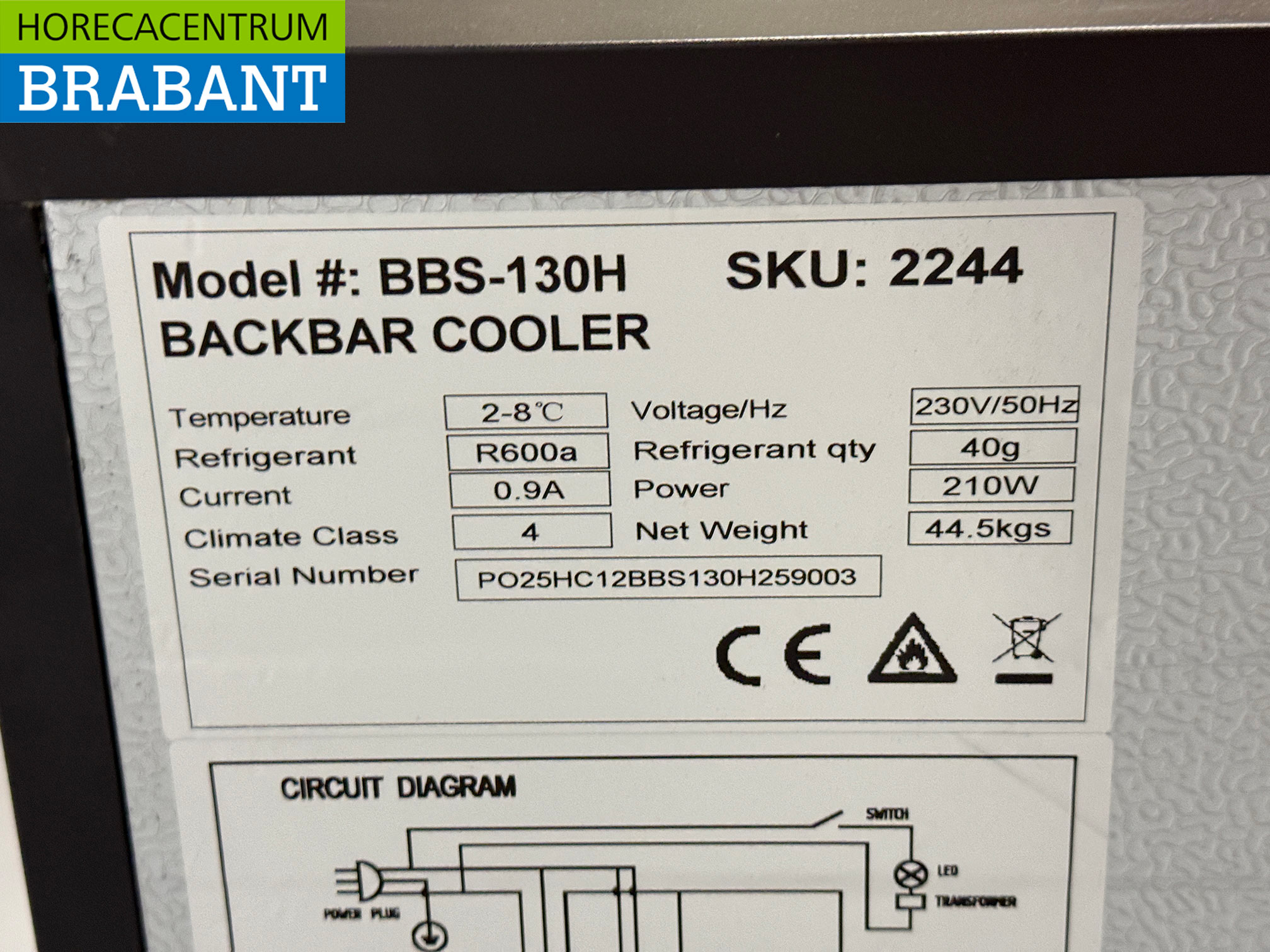 HCB Backbar Bar Cooler 138 litres 60 cm 230V Horeca – Image 5