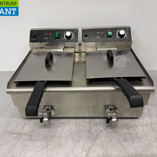 Friteuse double en acier inoxydable Friteuse Vanne de vidange 2 x 12 litres 2 x 230V Horeca