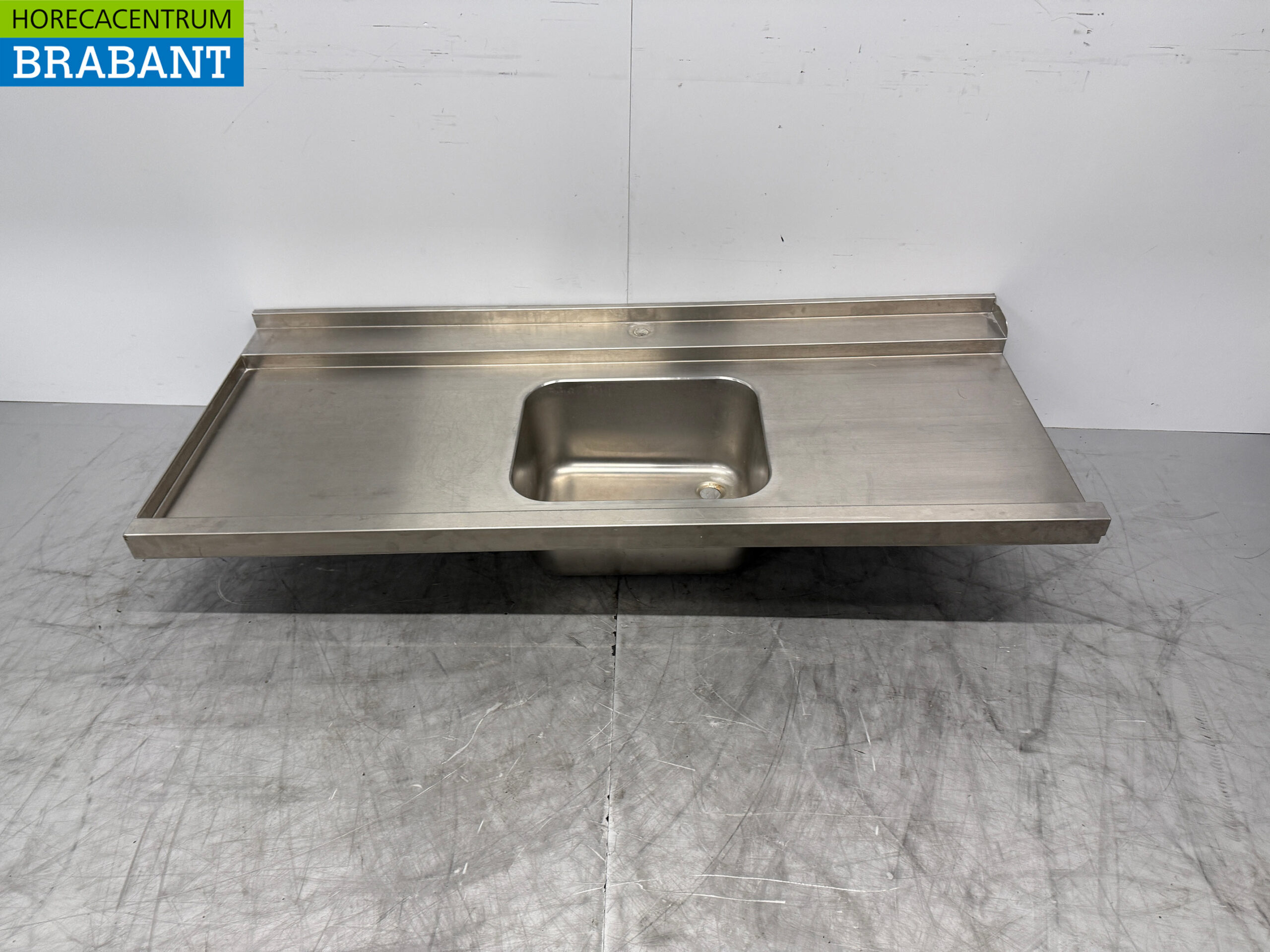 Plateau d'alimentation en acier inoxydable avec évier 170,5 x 72 cm Horeca