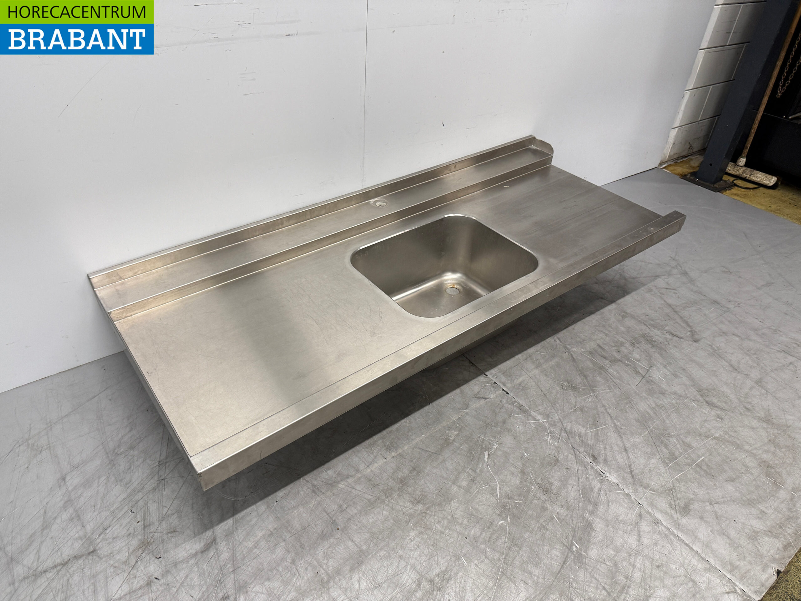 Plateau d'alimentation en acier inoxydable avec évier 170,5 x 72 cm Horeca – Image 3