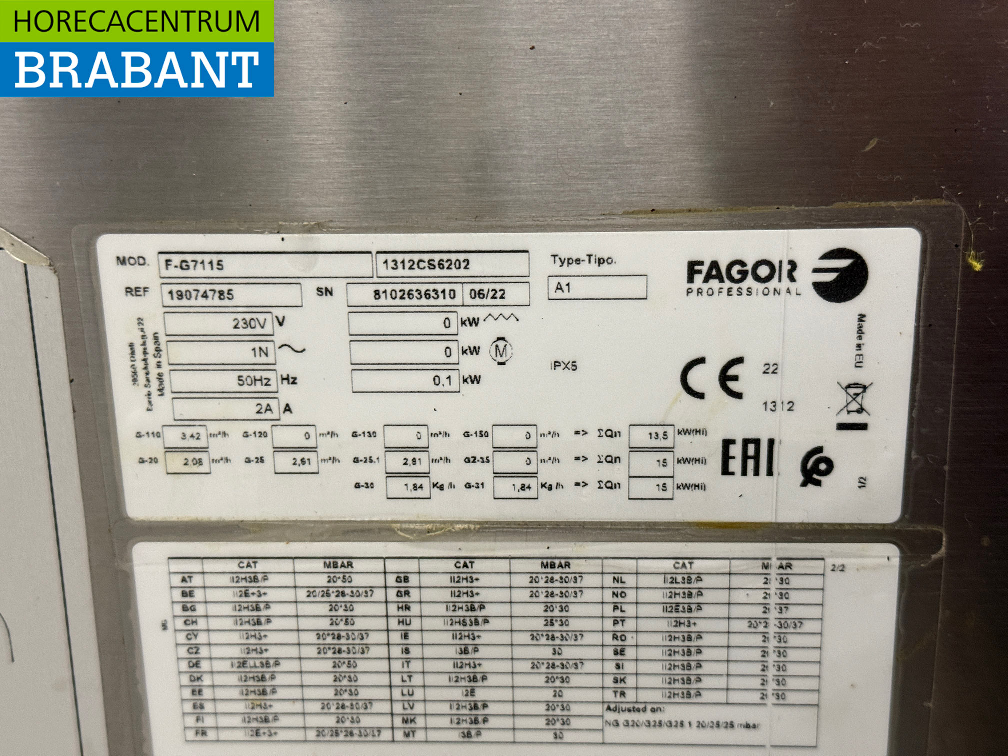 Friteuse Fagor en acier inoxydable 15 litres GAZ + 230V Horeca – Image 6