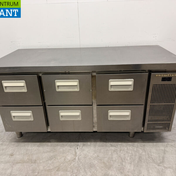 Établi réfrigéré Snowflake en acier inoxydable 6 tiroirs 163,5 cm 230V Horeca