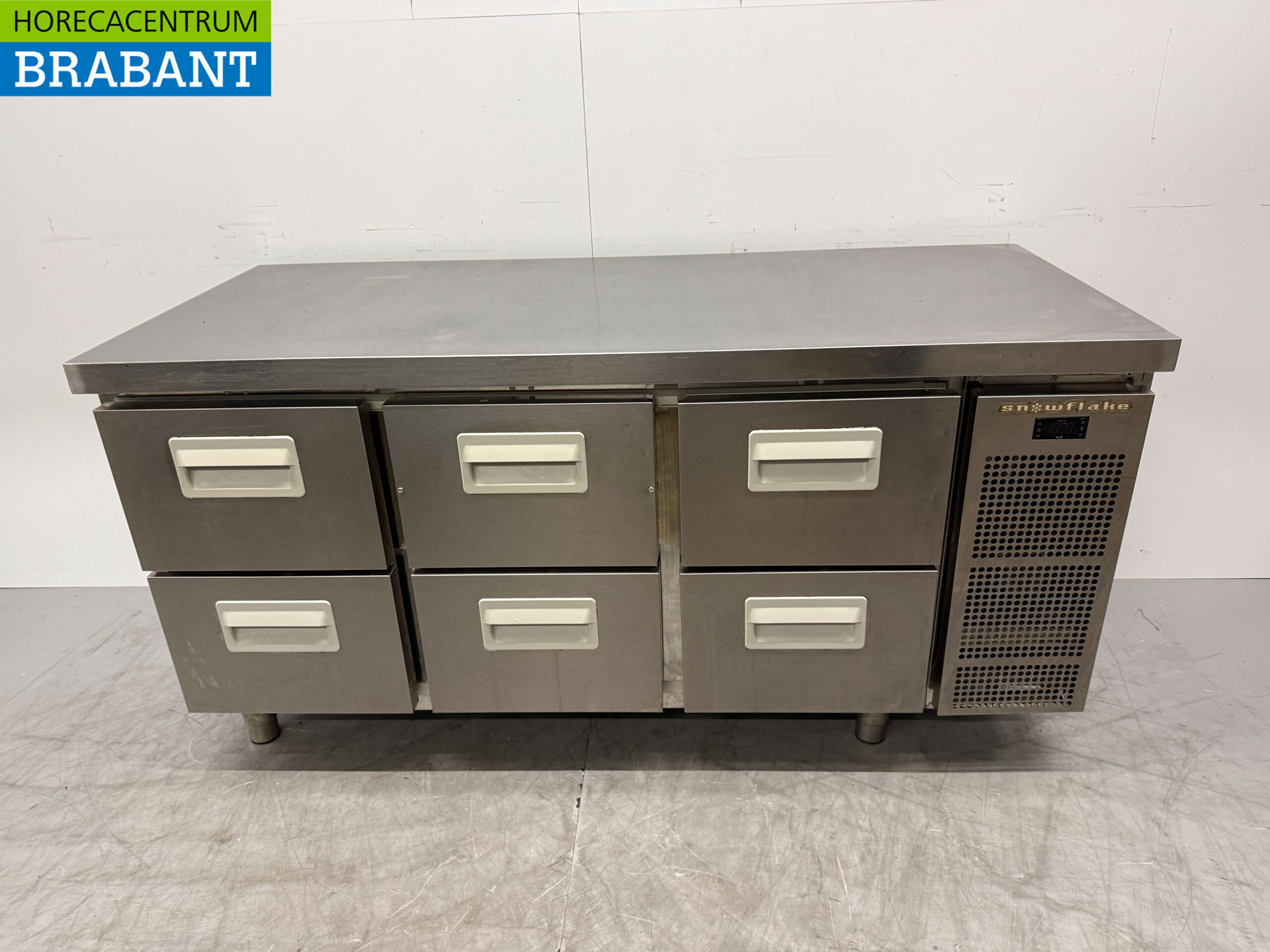 Établi réfrigéré Snowflake en acier inoxydable 6 tiroirs 163,5 cm 230V Horeca