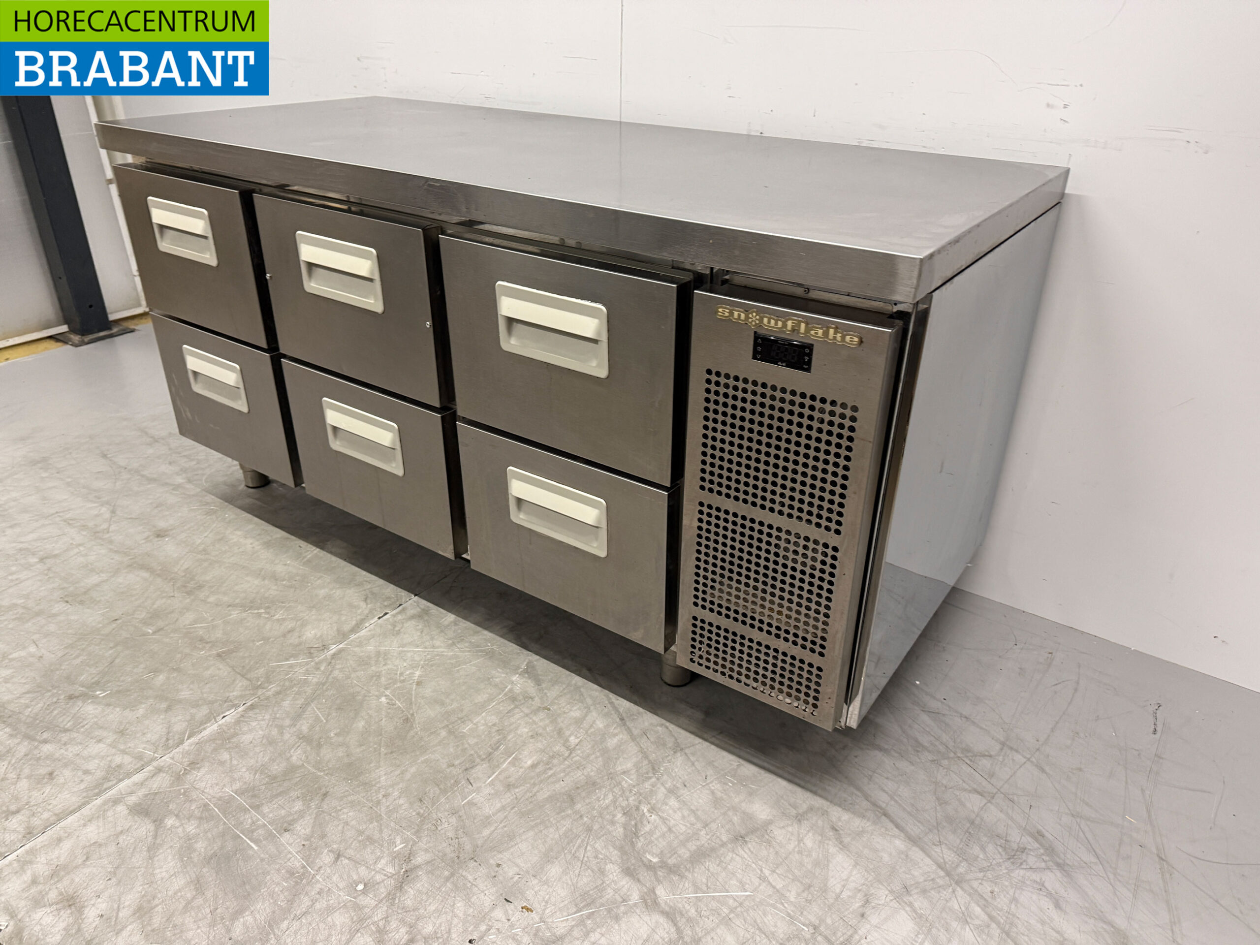 Établi réfrigéré Snowflake en acier inoxydable 6 tiroirs 163,5 cm 230V Horeca – Image 2