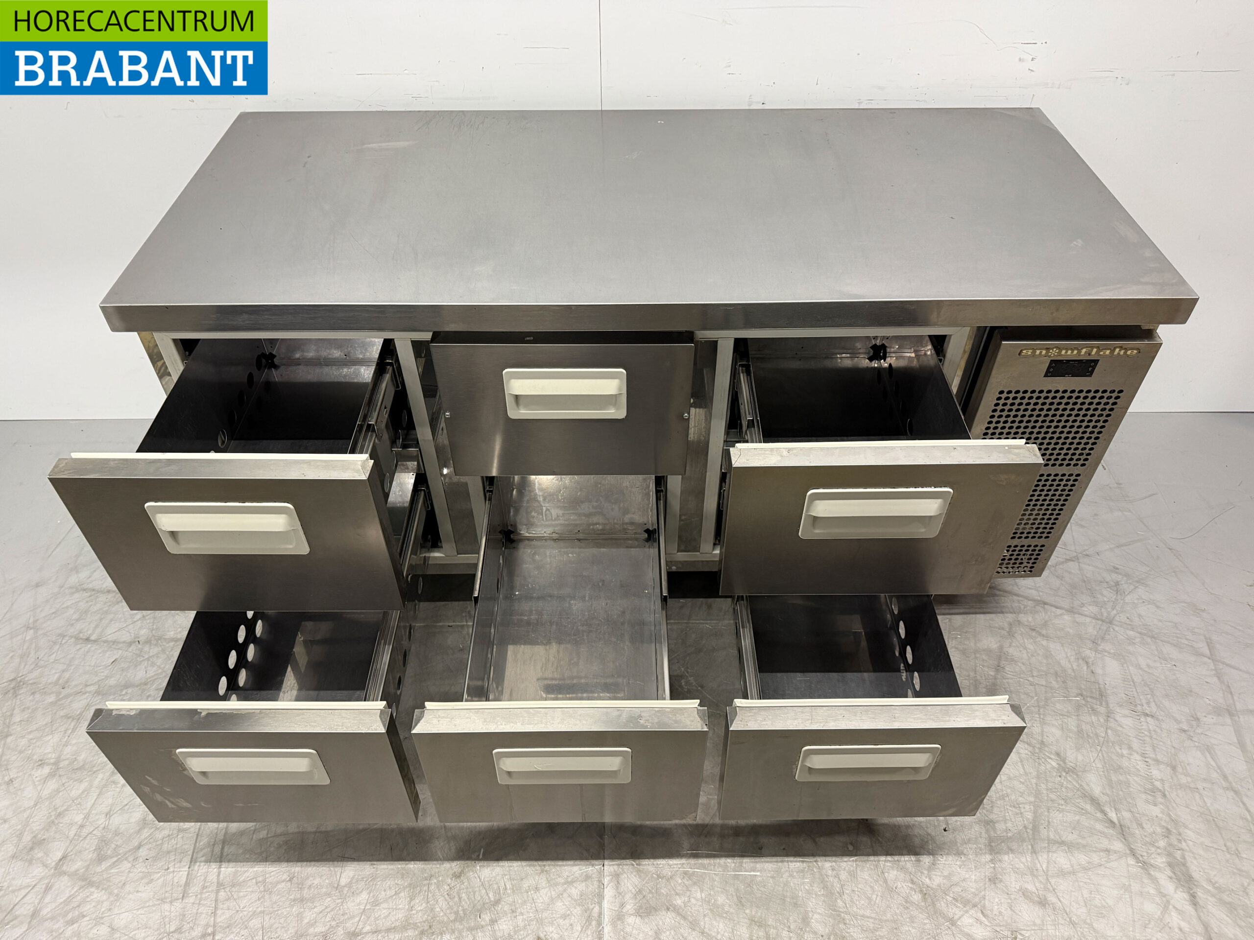 Établi réfrigéré Snowflake en acier inoxydable 6 tiroirs 163,5 cm 230V Horeca – Image 4