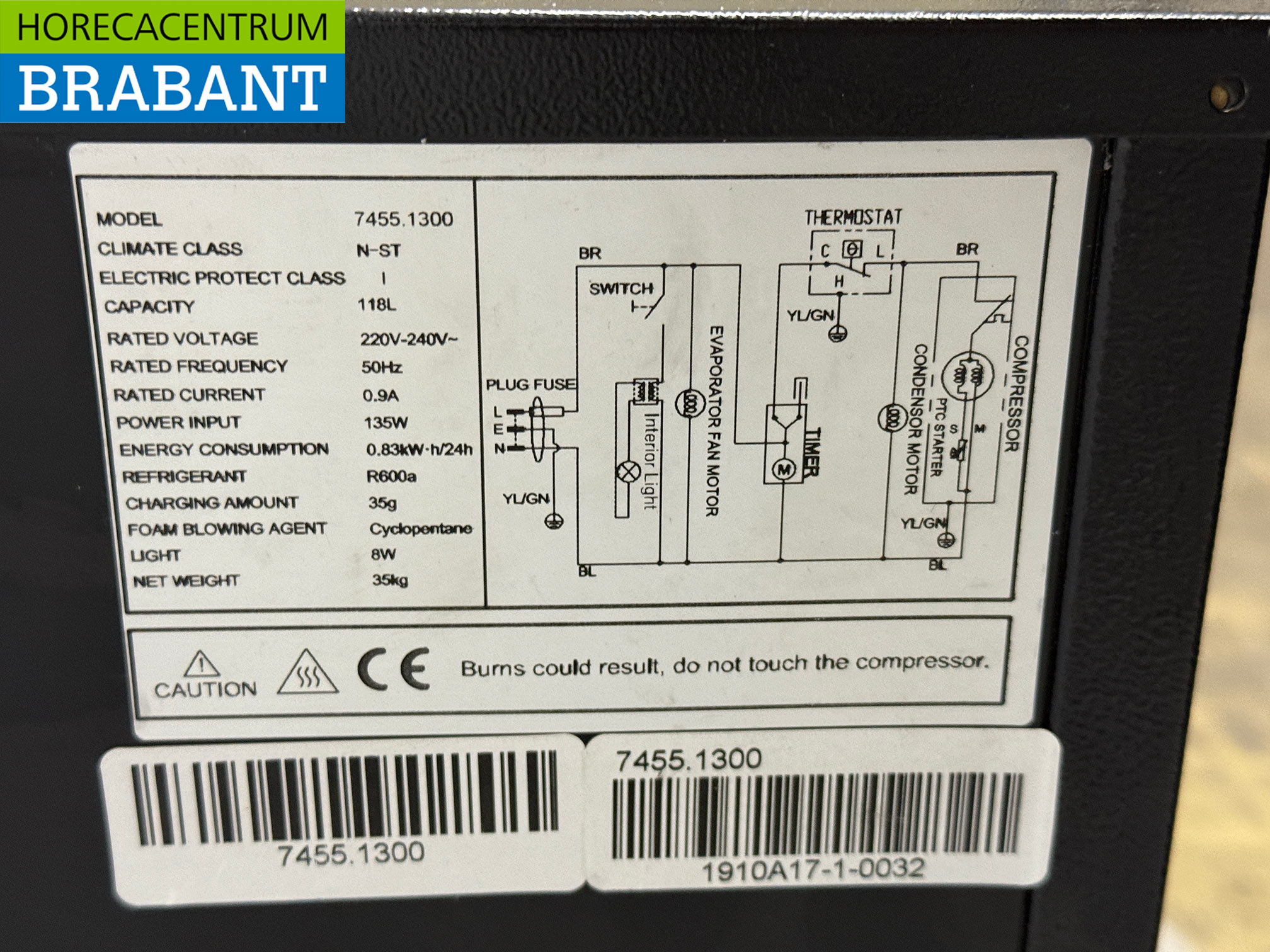 Combisteel Réfrigérateur à porte vitrée 118 litres 230V Horeca – Image 6