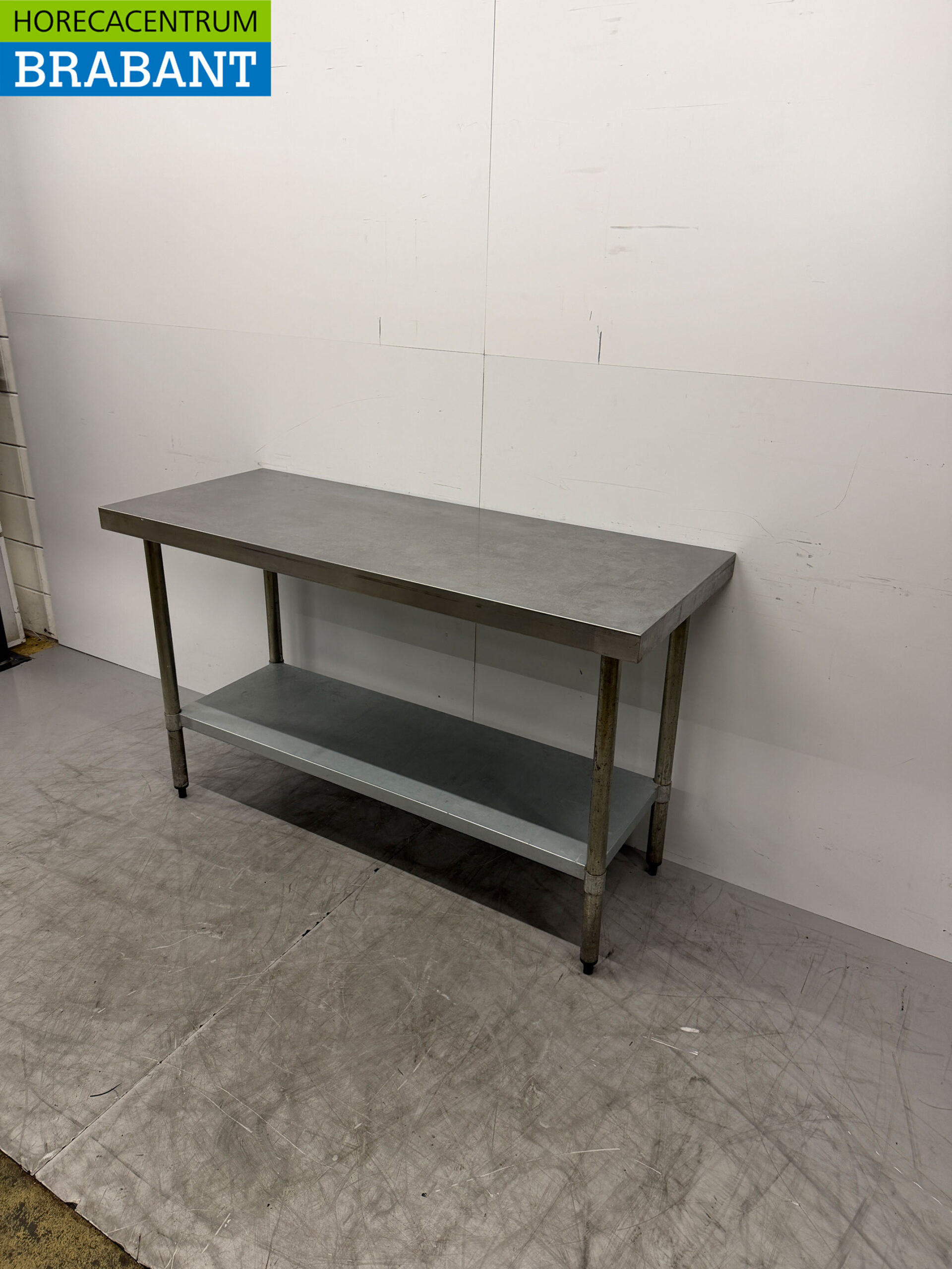 Table de travail en acier inoxydable avec étagère 150 x 60 x 90 cm Restauration – Image 2