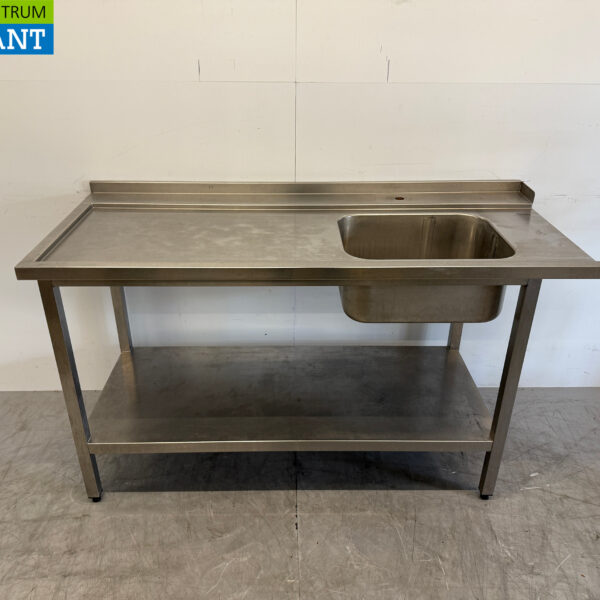 Table d'alimentation en acier inoxydable pour lave-vaisselle à poussoir 160 x 68,5 x 92 cm Horeca