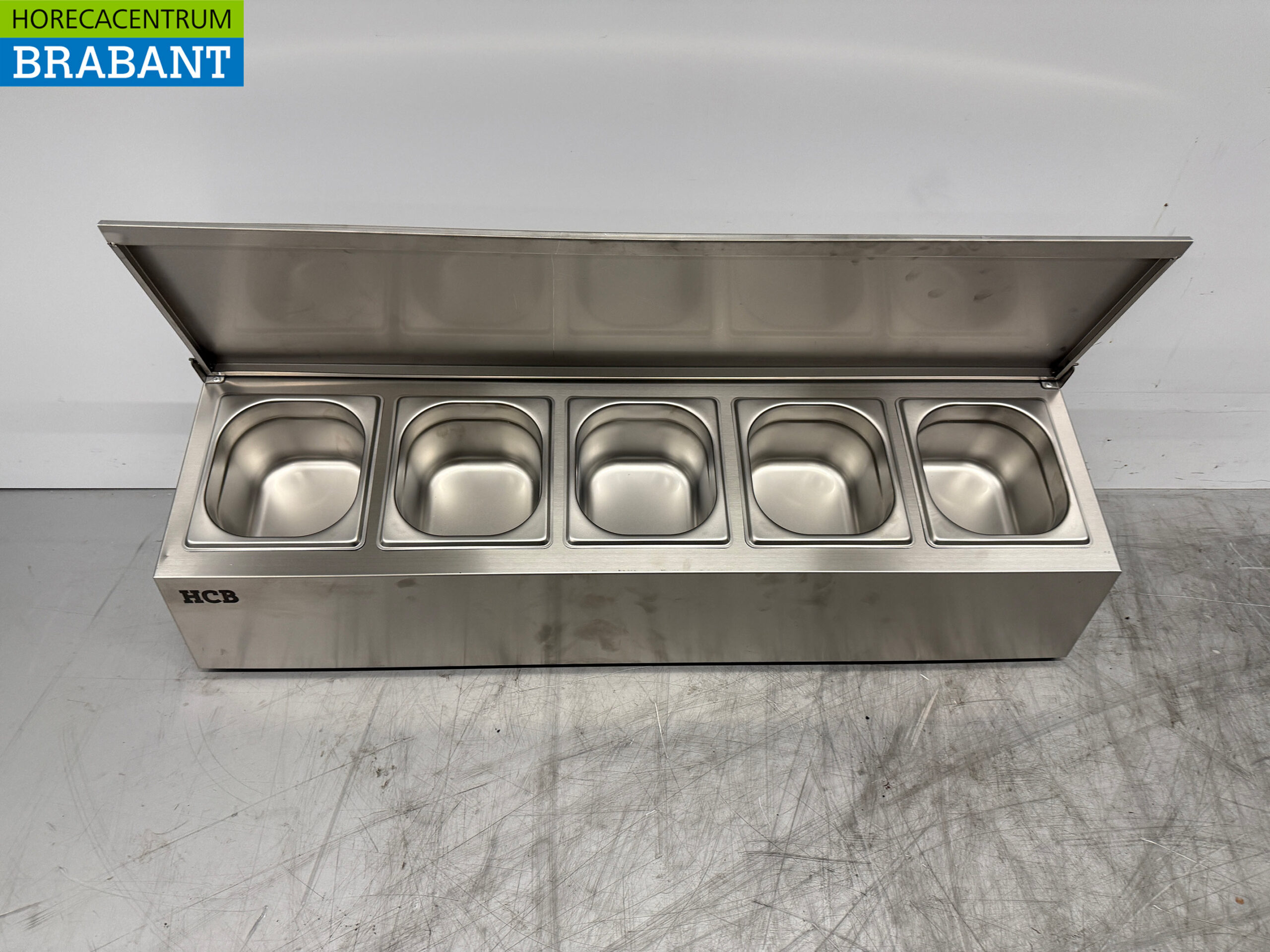 Porte-table GN en acier inoxydable avec couvercle 5 x 1/6 gastronorme GN 88,5 cm Horeca – Image 4